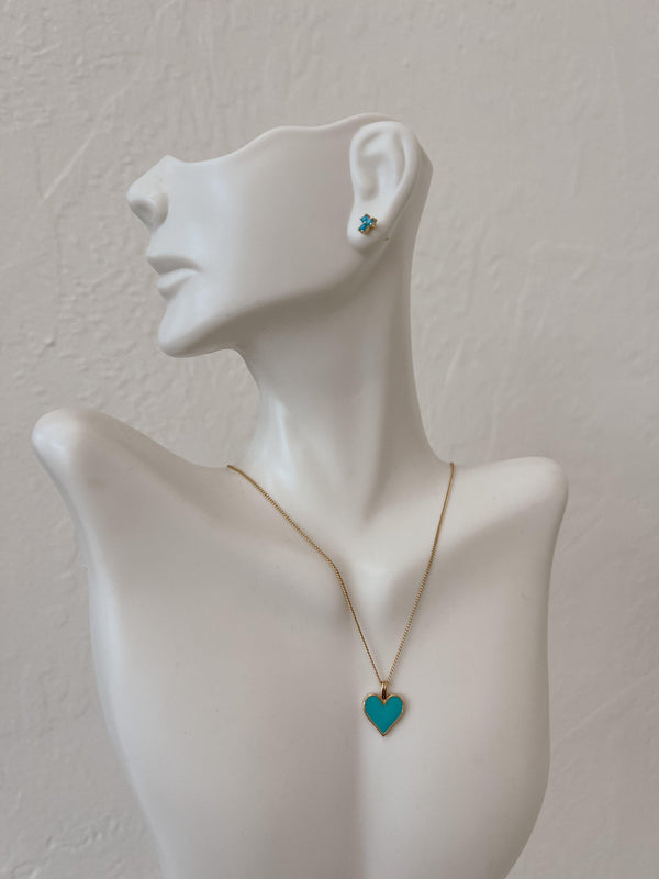 Turquoise Enamel Heart Necklace - Nashelle