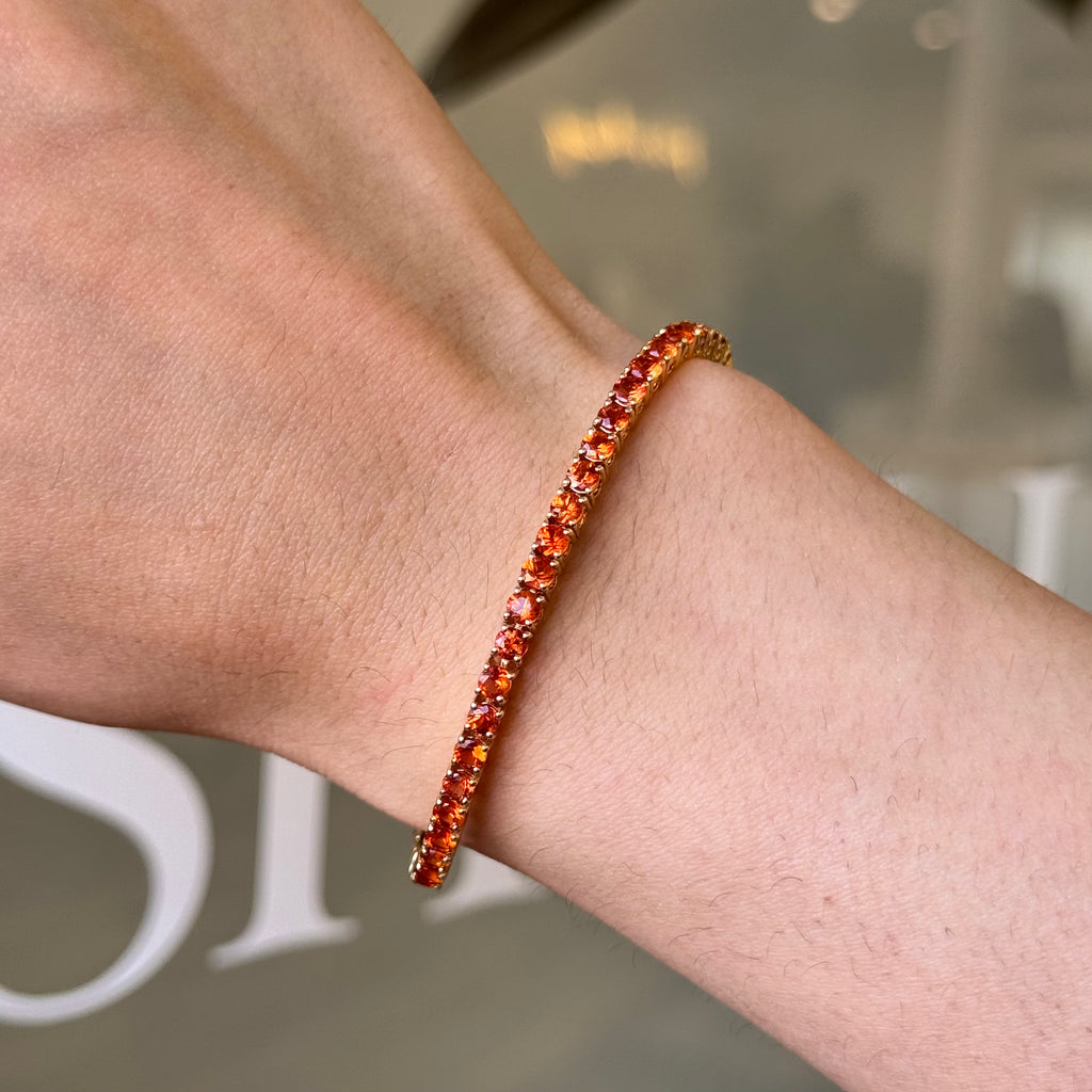 Orange Sapphire Tennis Bracelet