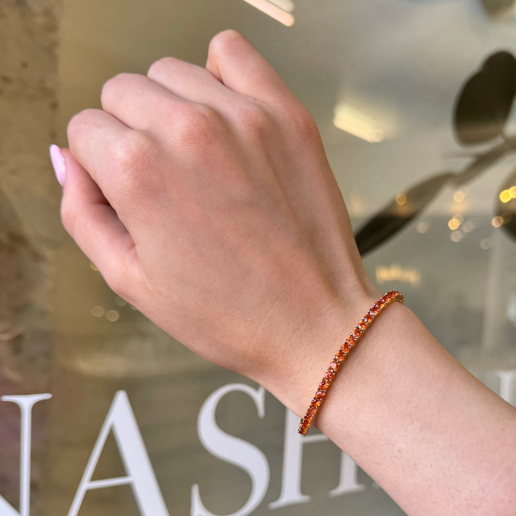Orange Sapphire Tennis Bracelet
