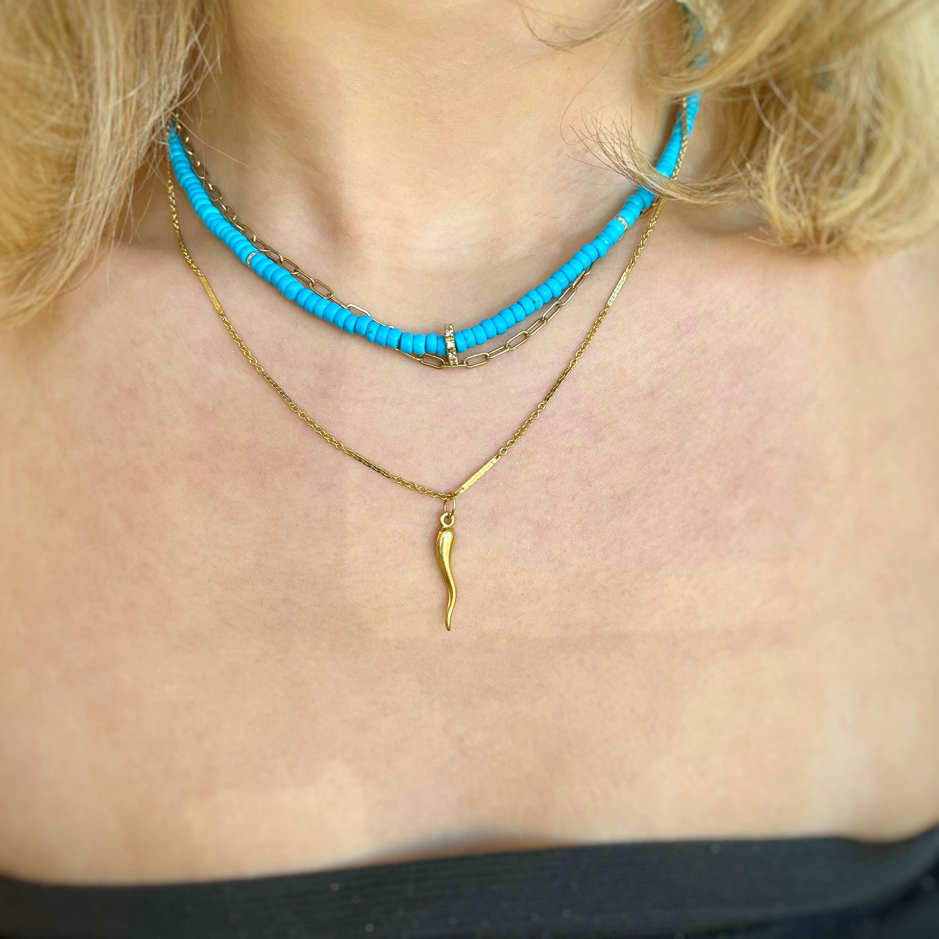 Sleeping Beauty Turquoise and Diamond Necklace - Nashelle