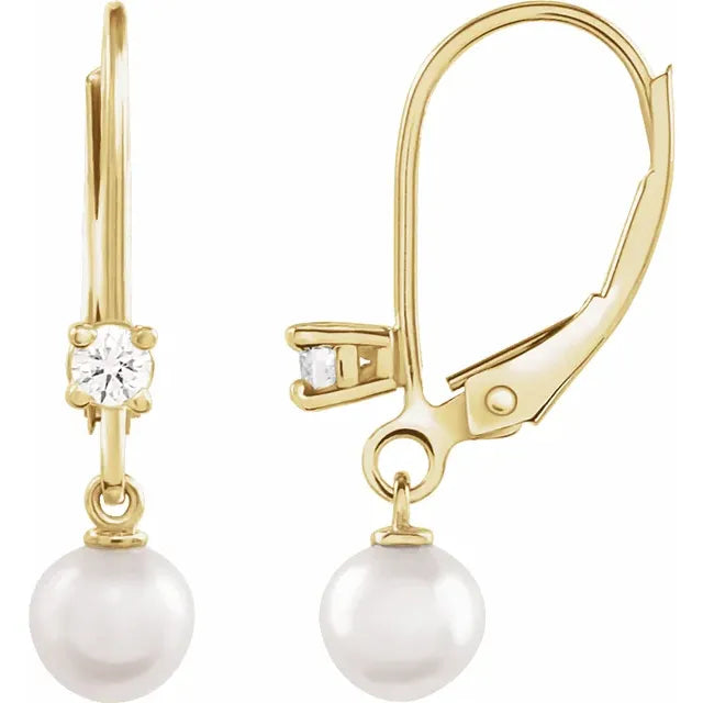 Akoya Pearl and Diamond Earrings