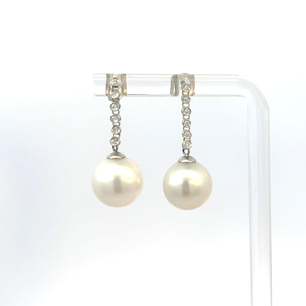 Six Diamond & South Sea Pearl Earrings