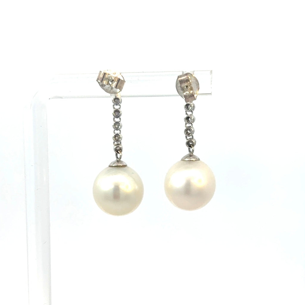 Six Diamond & South Sea Pearl Earrings
