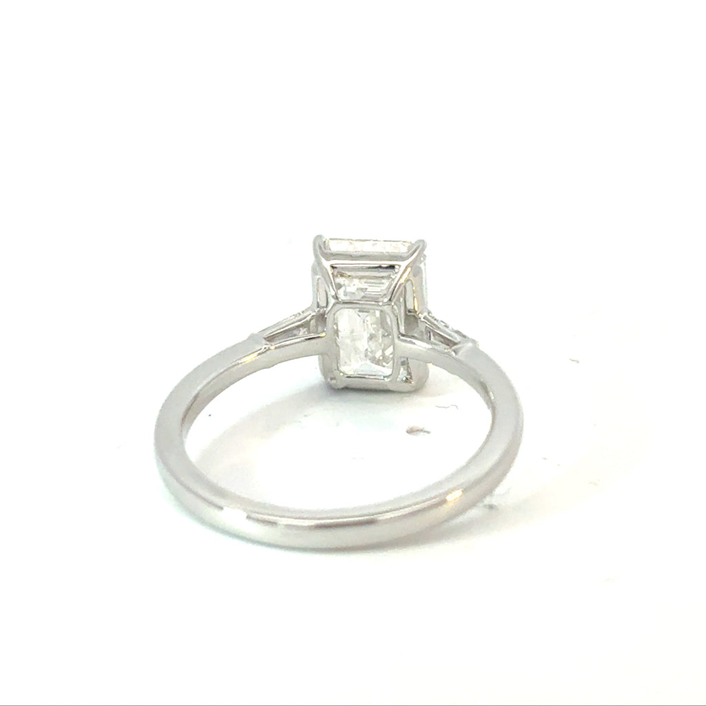 Emerald Cut Diamond Engagement Ring with Baguette Side Diamonds