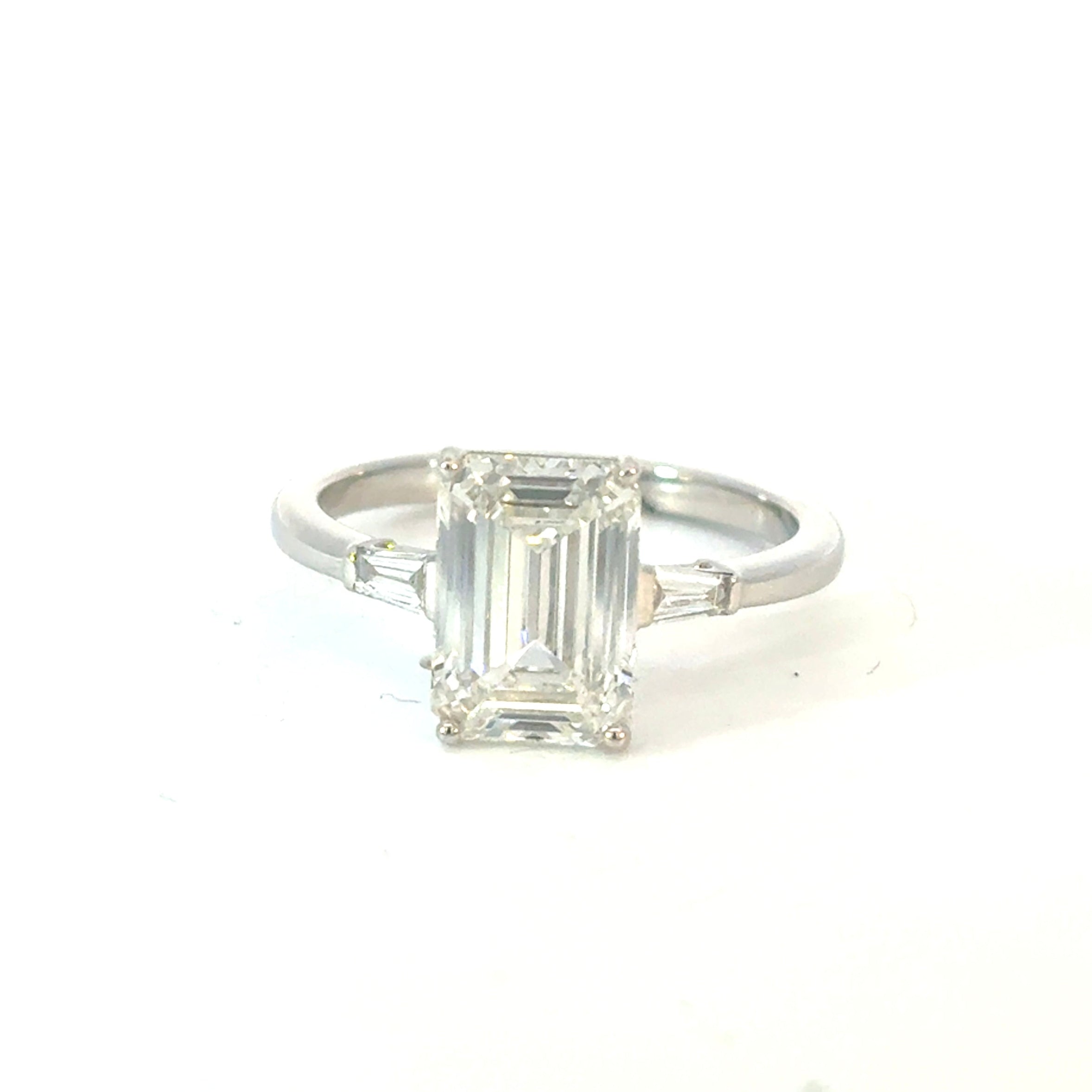 Emerald Cut Diamond Engagement Ring with Baguette Side Diamonds