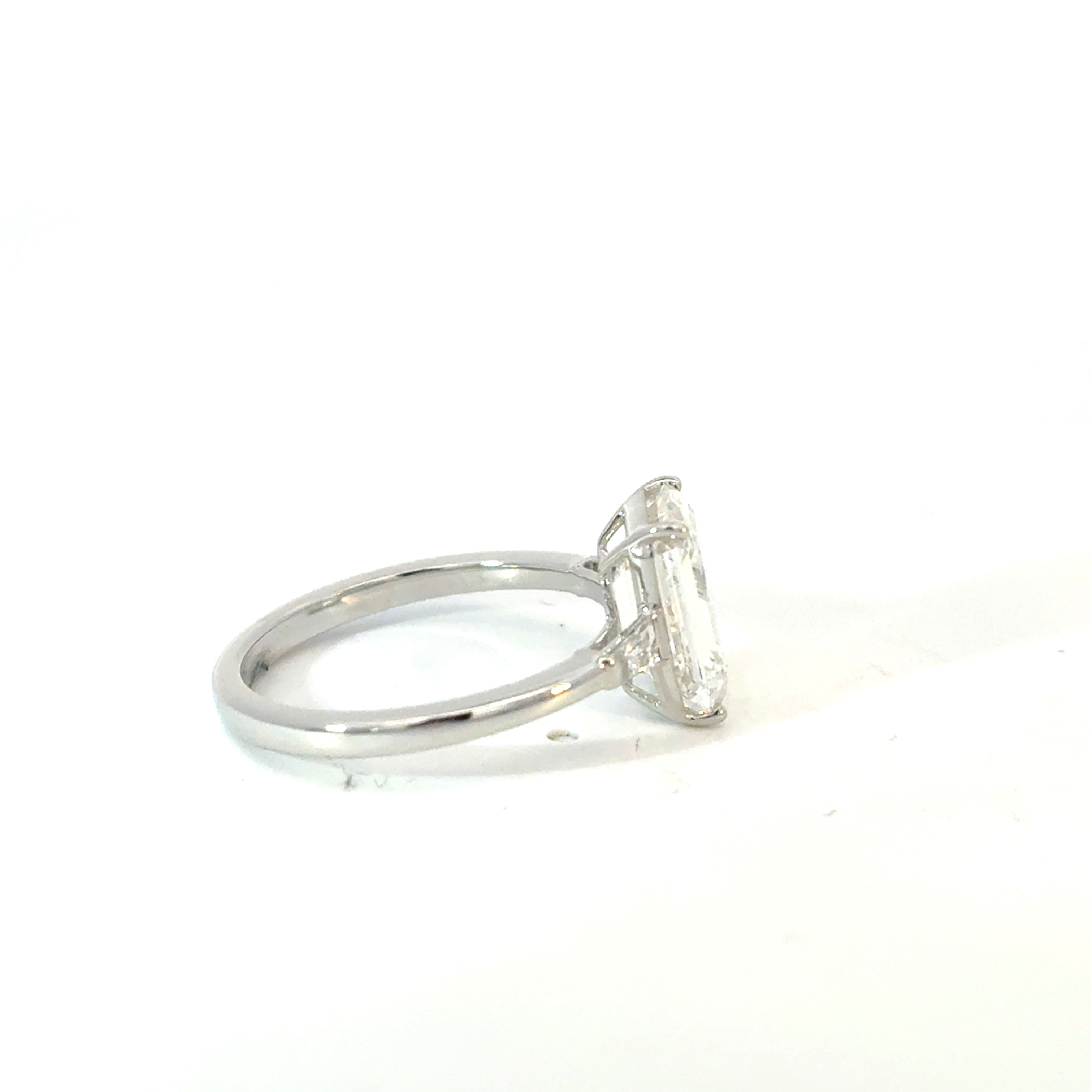 Emerald Cut Diamond Engagement Ring with Baguette Side Diamonds