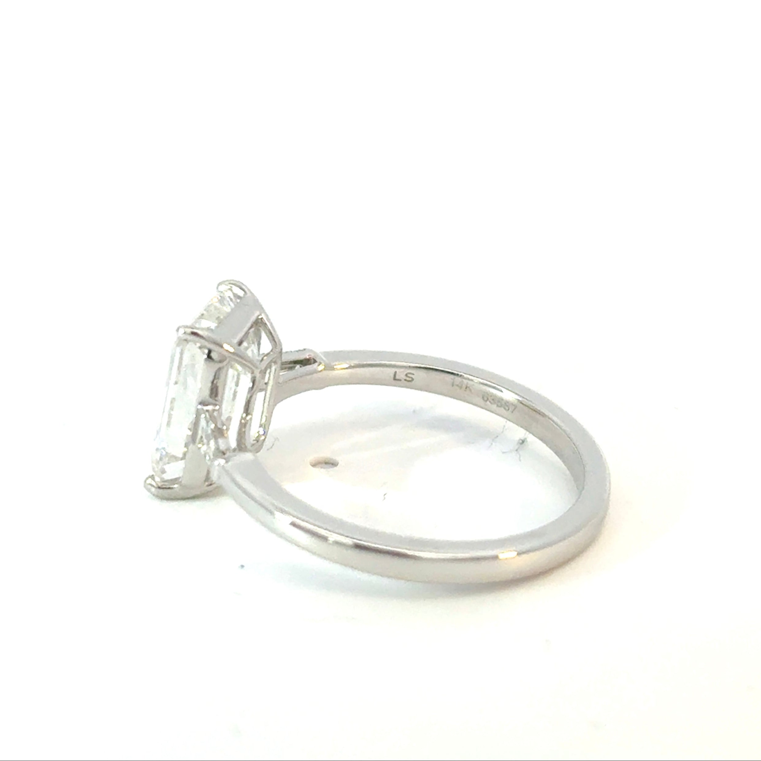 Emerald Cut Diamond Engagement Ring with Baguette Side Diamonds