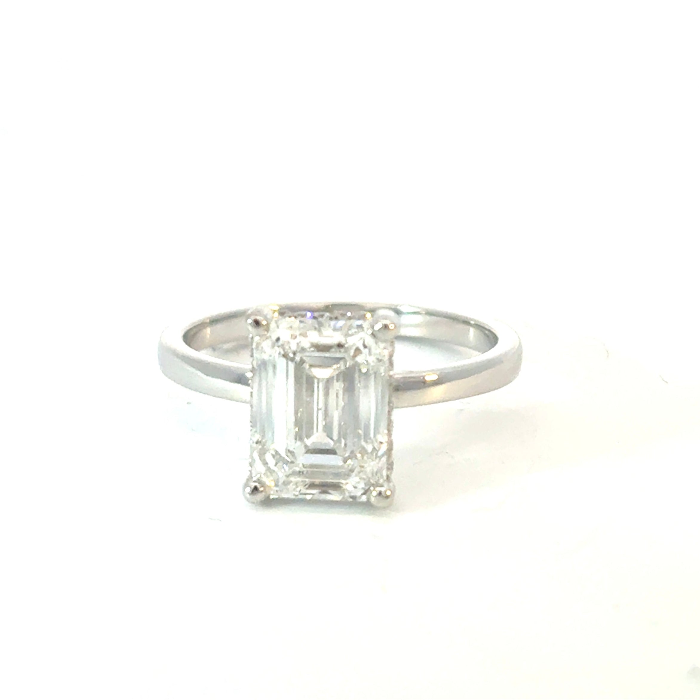 Emerald Cut Diamond Engagement Ring with Hidden Halo 3ctw