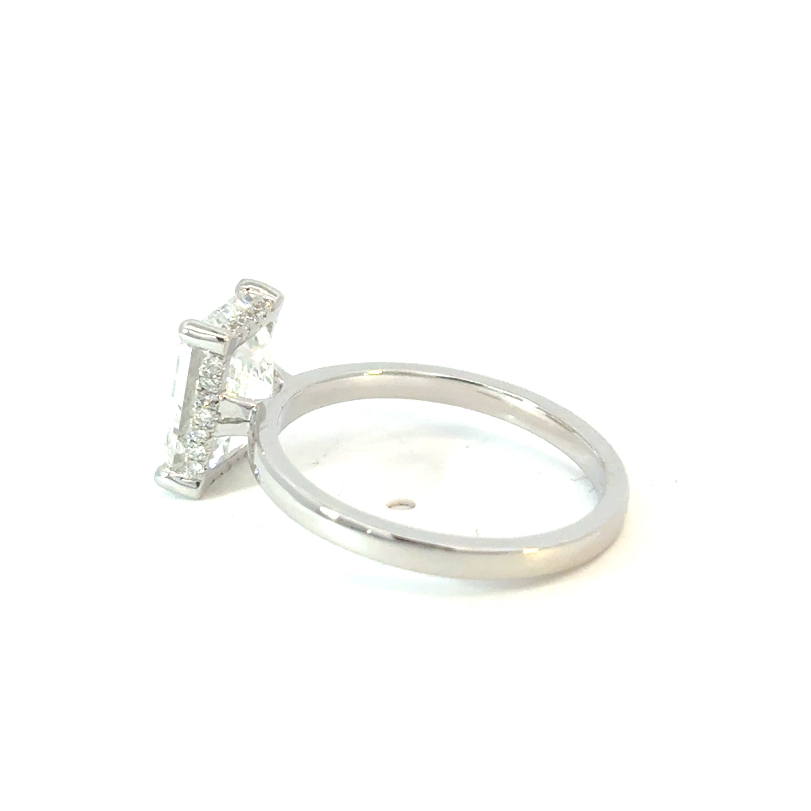 Emerald Cut Diamond Engagement Ring with Hidden Halo 3ctw