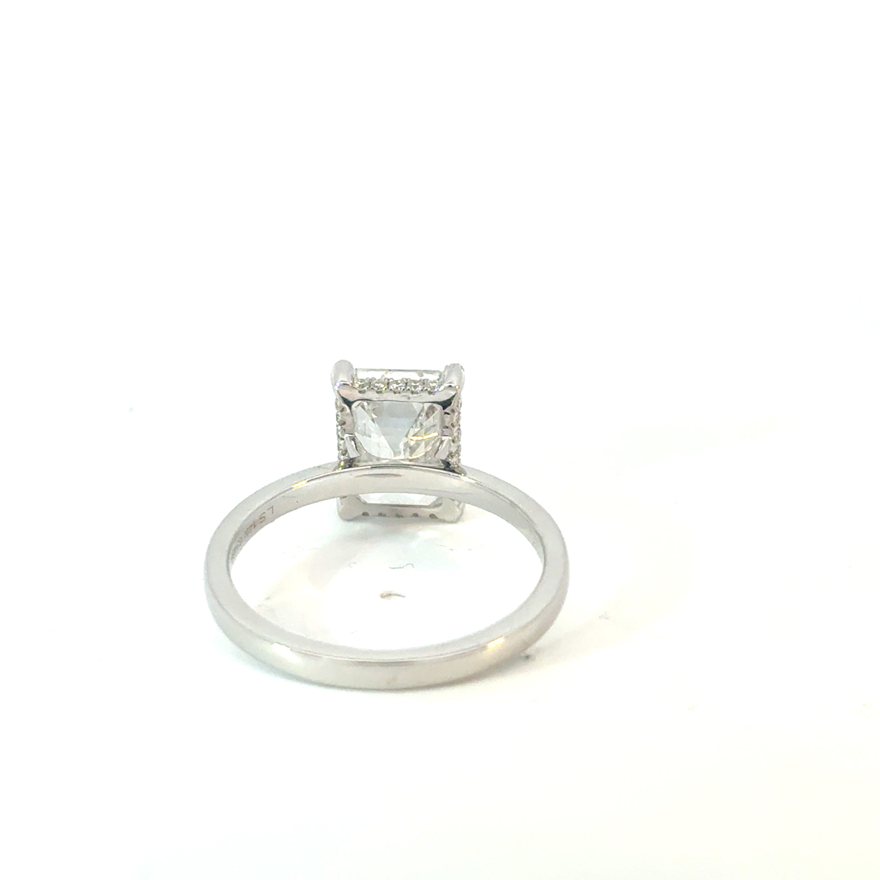 Emerald Cut Diamond Engagement Ring with Hidden Halo 3ctw