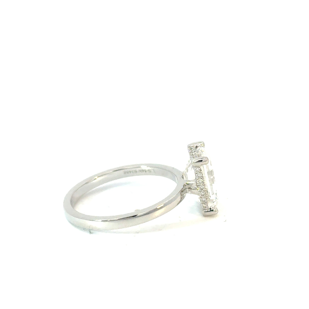 Emerald Cut Diamond Engagement Ring with Hidden Halo 3ctw