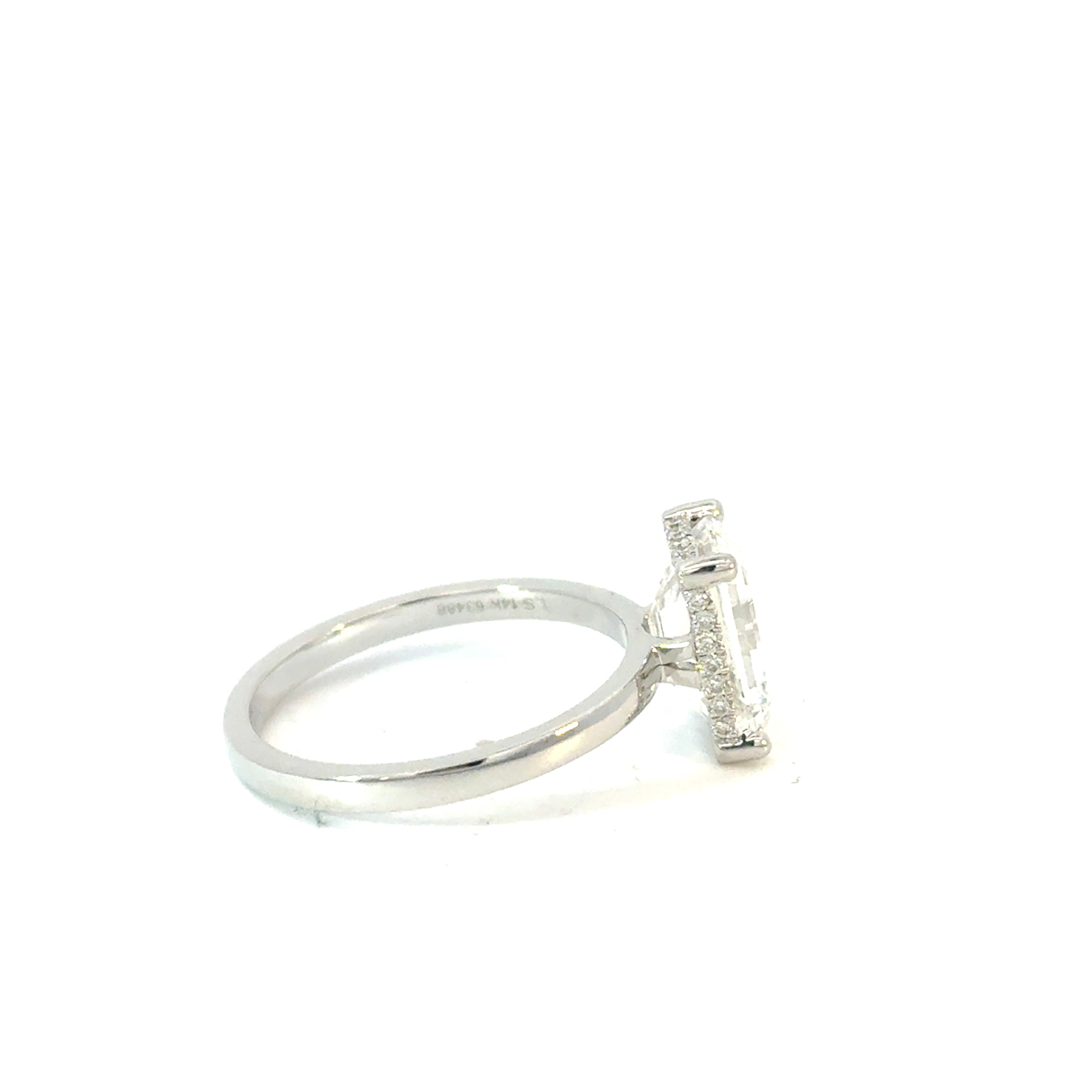 Emerald Cut Diamond Engagement Ring with Hidden Halo 3ctw