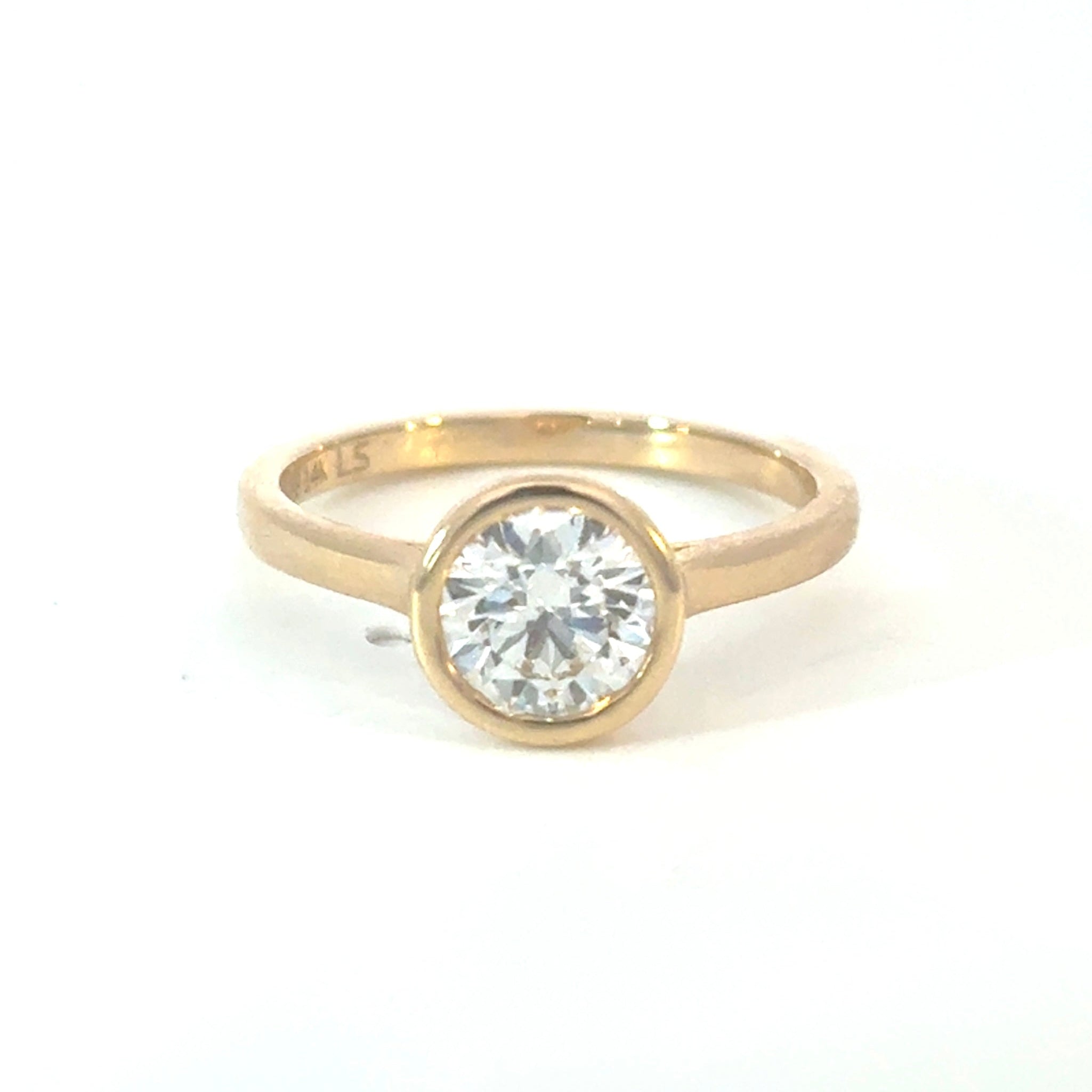 Round Brilliant Cut Diamond Bezel Set Engagement Ring