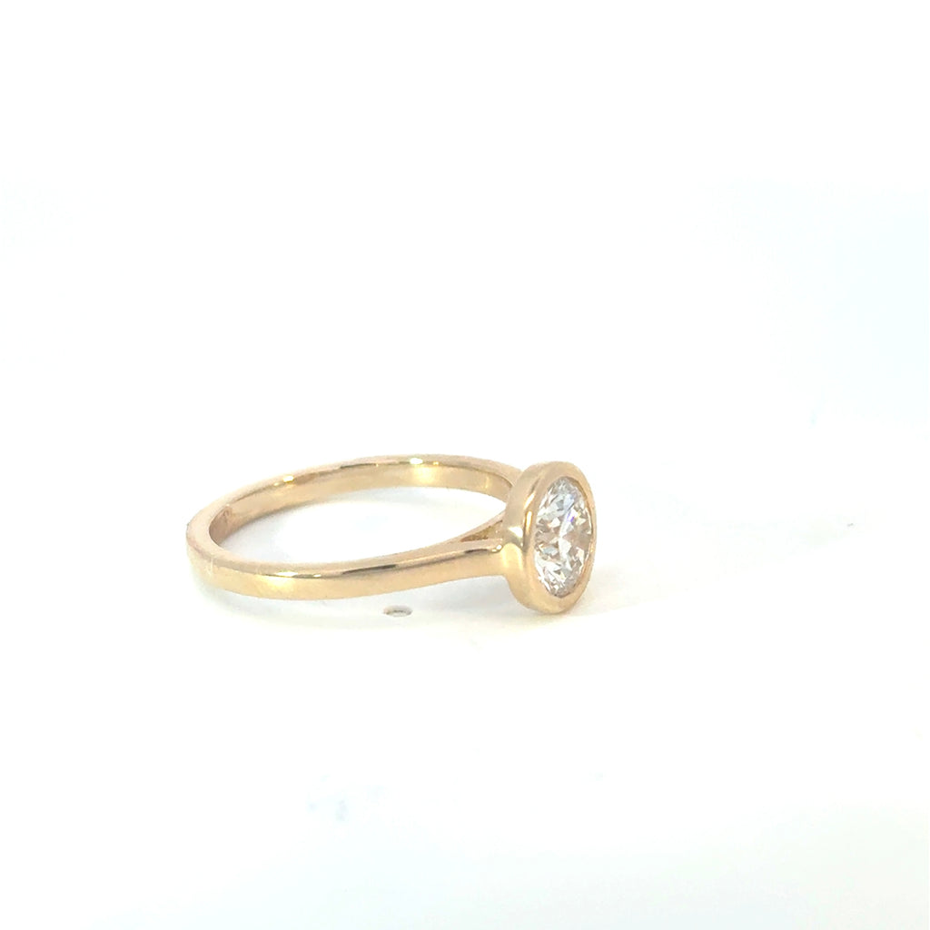 Round Brilliant Cut Diamond Bezel Set Engagement Ring