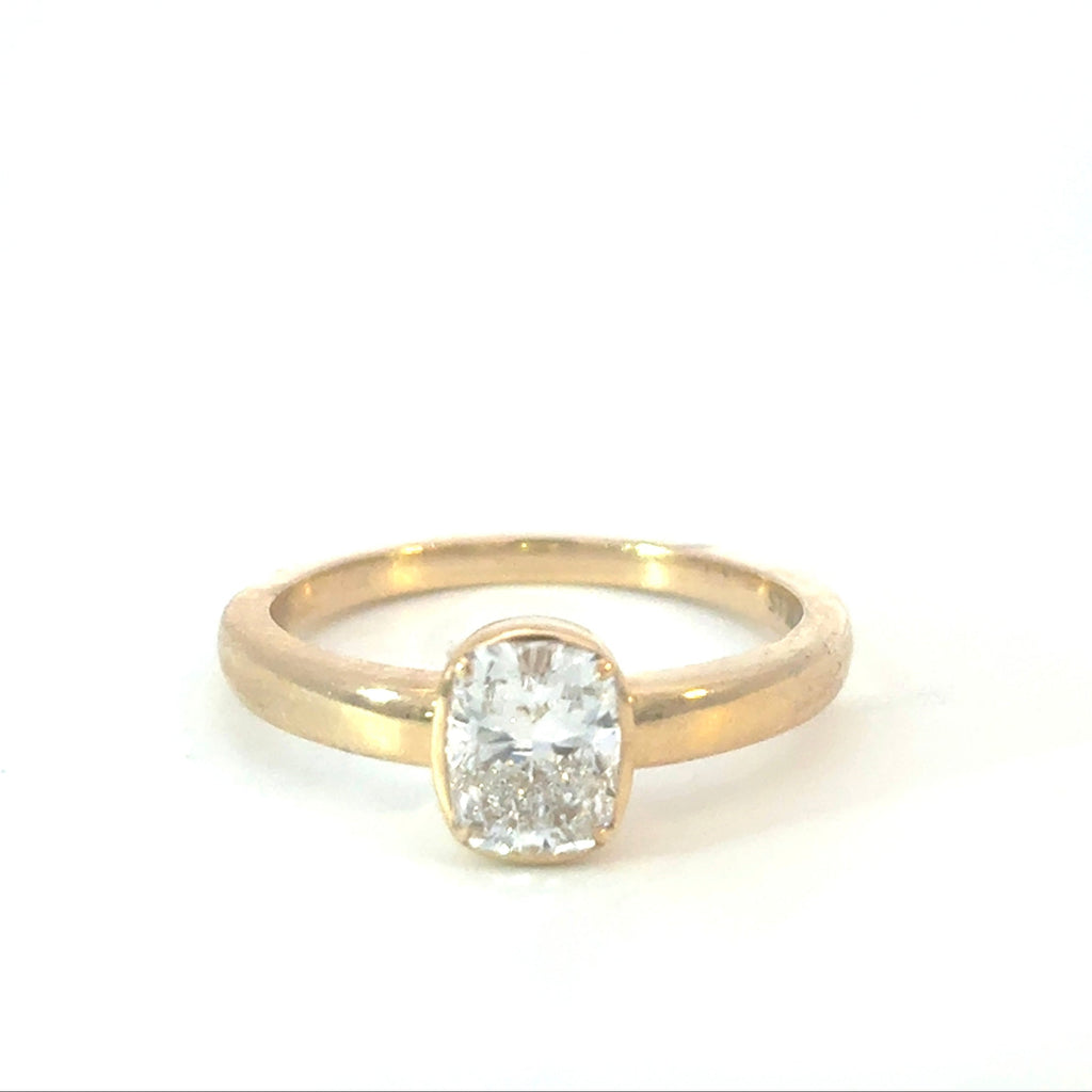 Emerald Cut Diamond Bezel Set Engagement Ring