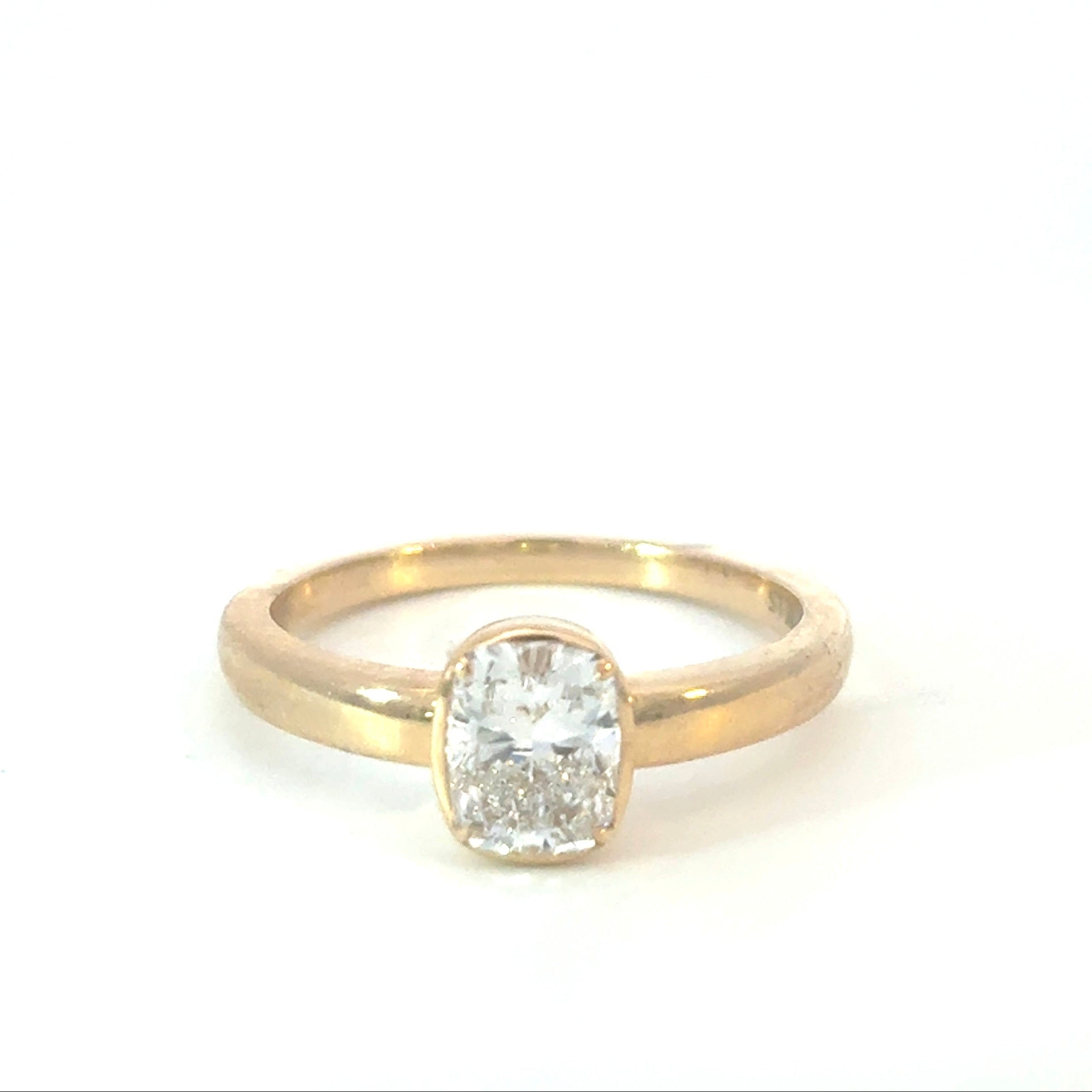 Emerald Cut Diamond Bezel Set Engagement Ring