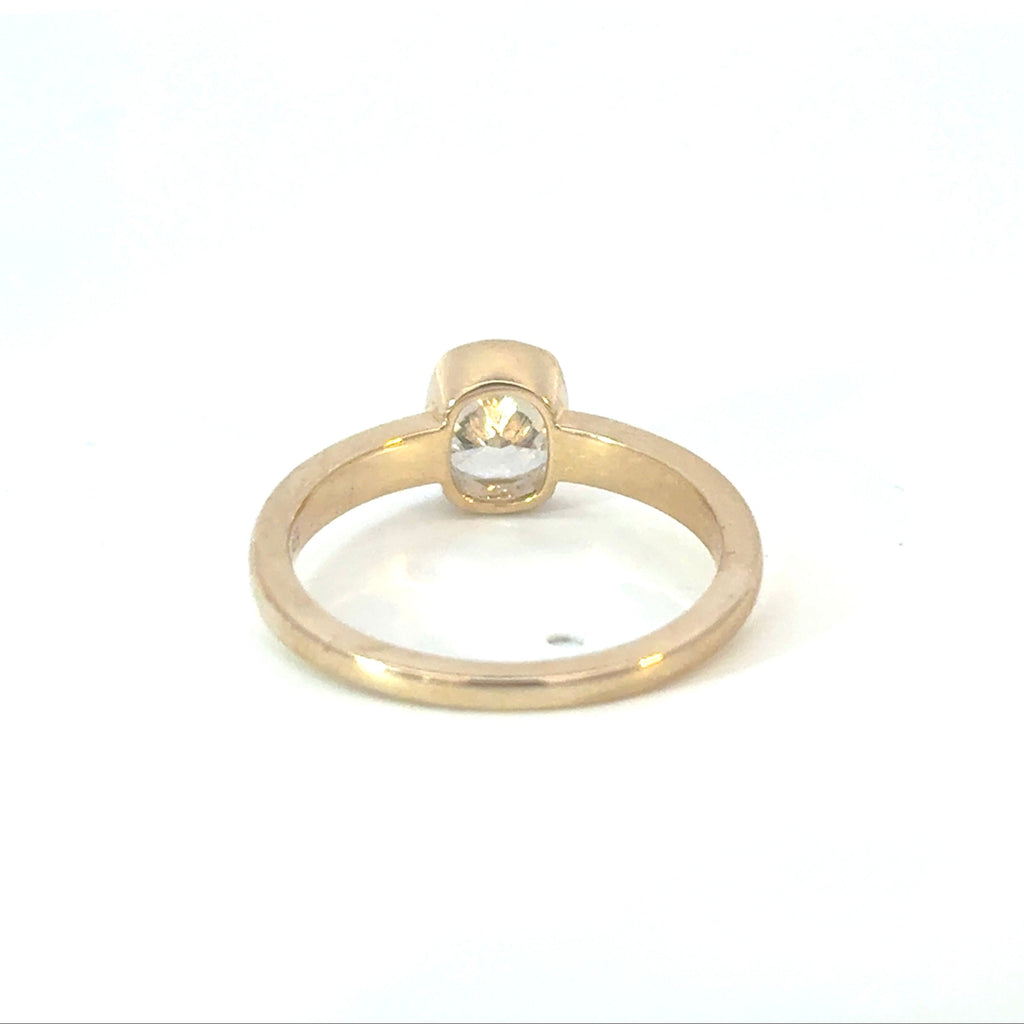 Emerald Cut Diamond Bezel Set Engagement Ring