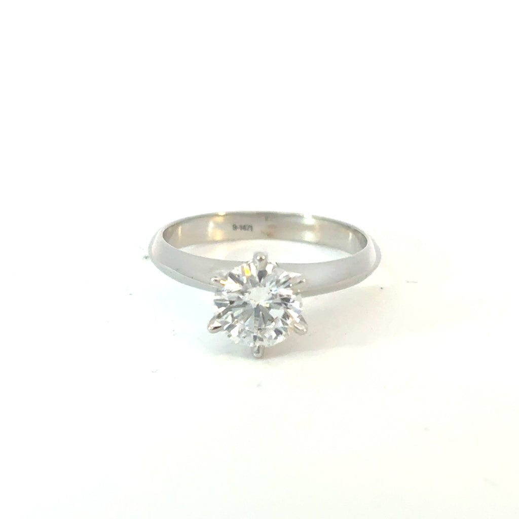 Round Cut Diamond Knife Edge Solitaire Engagement Ring 1.15ctw