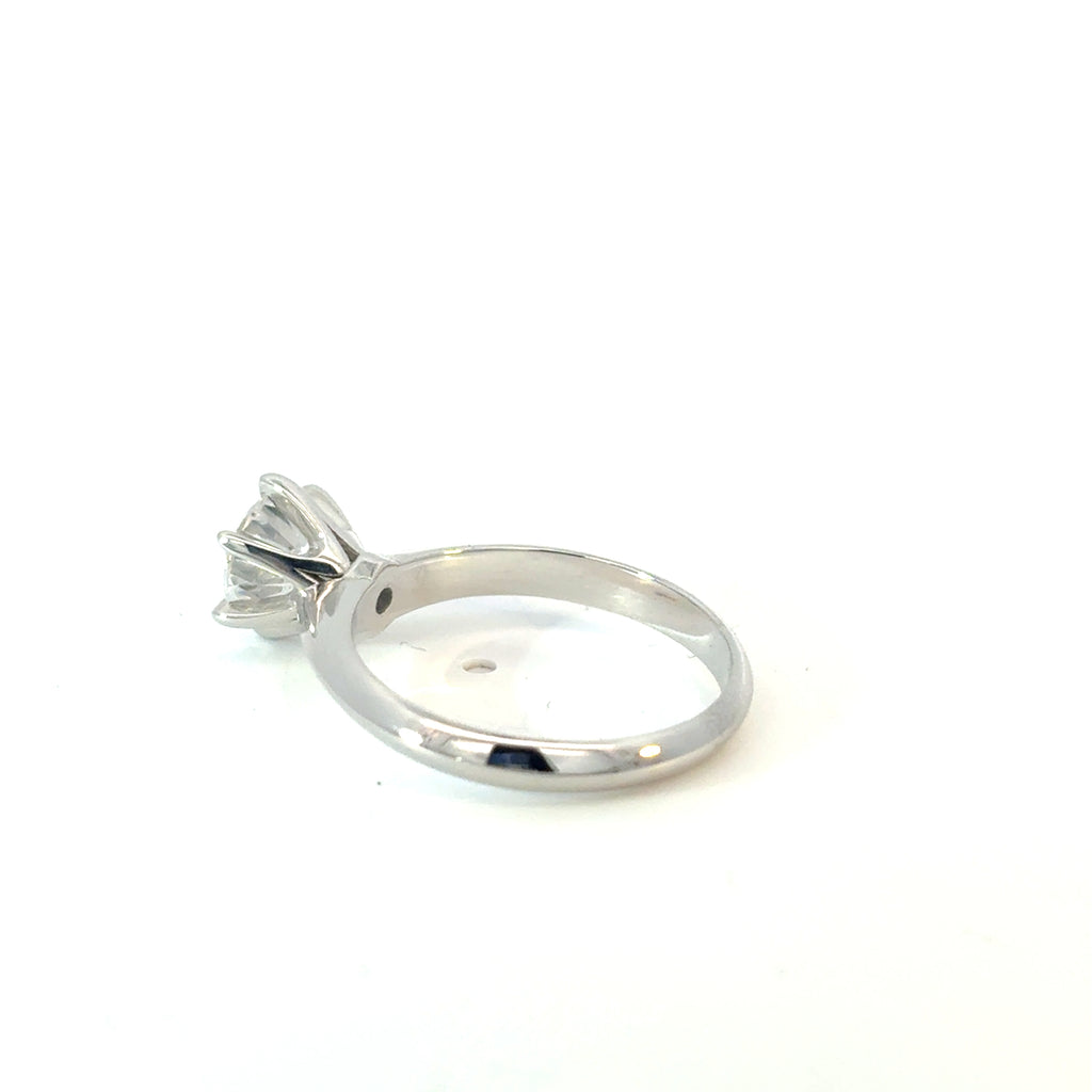 Round Cut Diamond Knife Edge Solitaire Engagement Ring 1.15ctw
