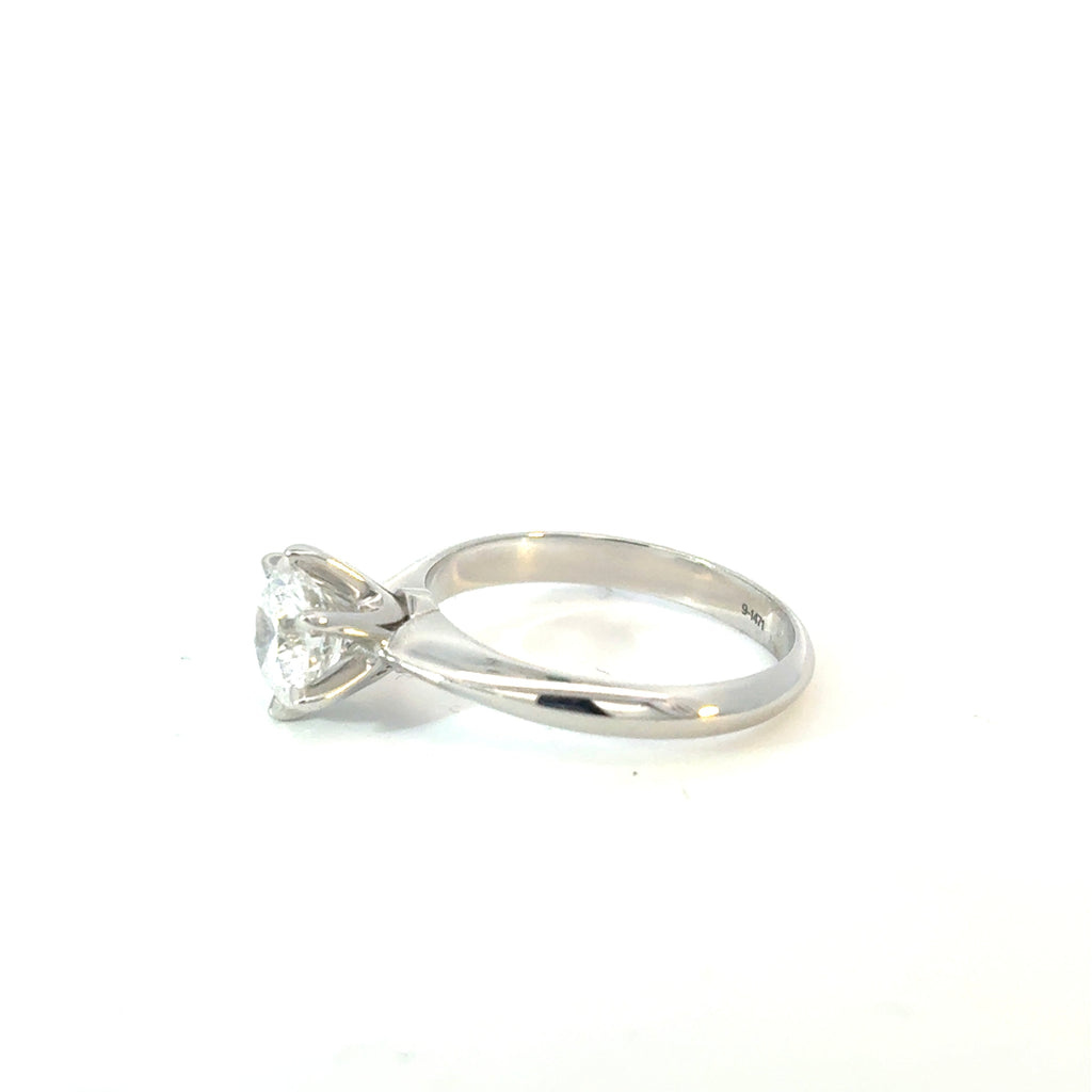 Round Cut Diamond Knife Edge Solitaire Engagement Ring 1.15ctw