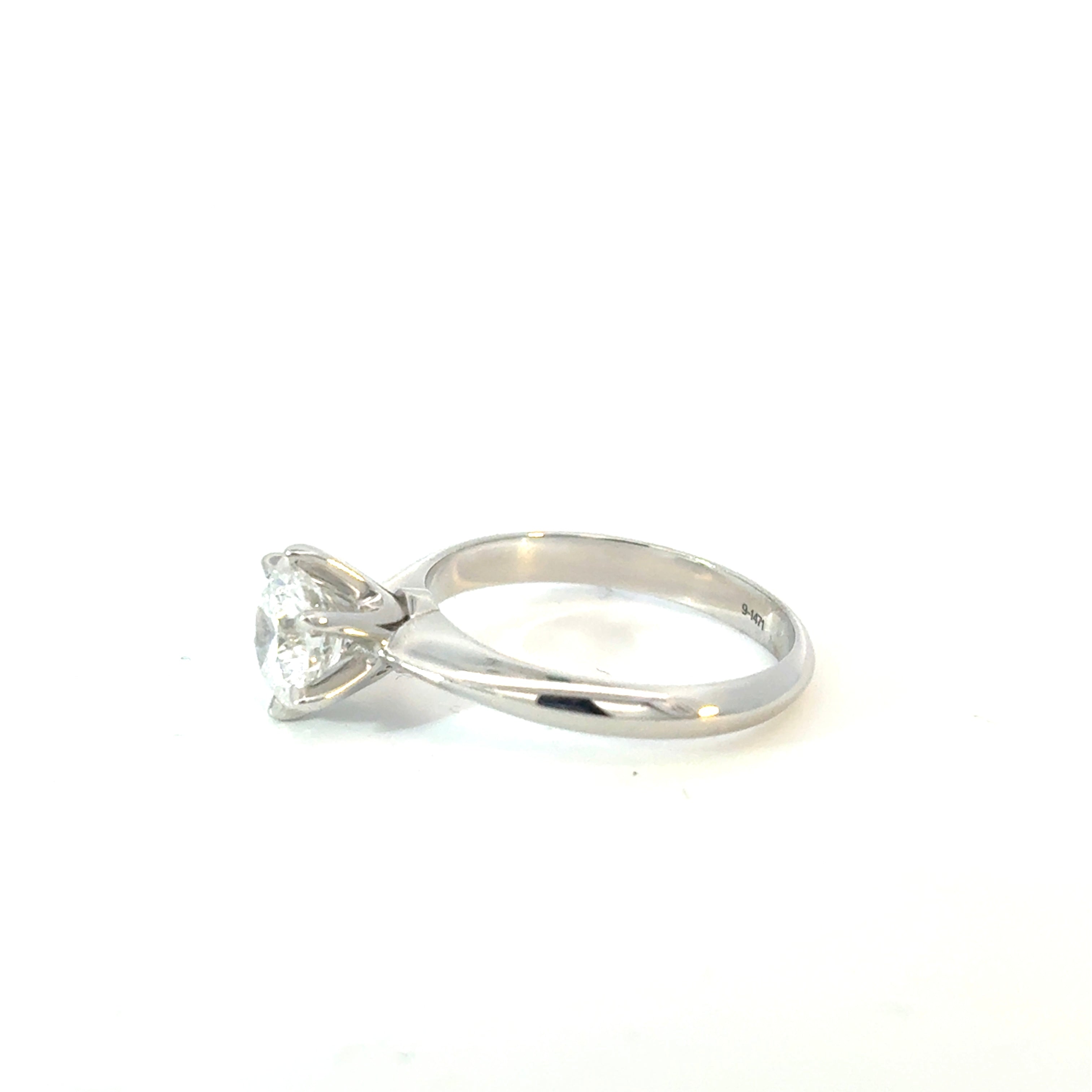 Round Cut Diamond Knife Edge Solitaire Engagement Ring 1.15ctw