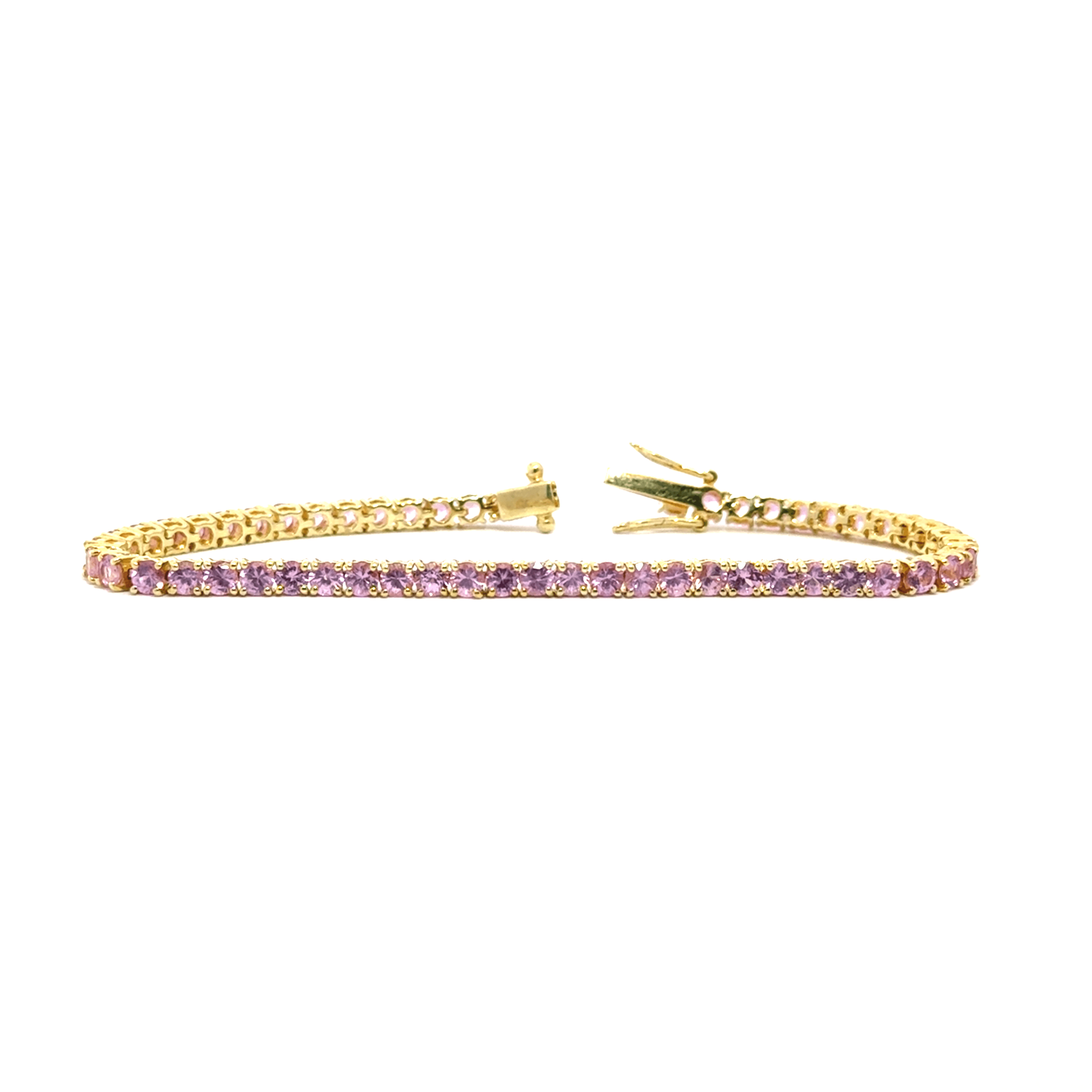 14KY Pink Sapphire Tennis Bracelet