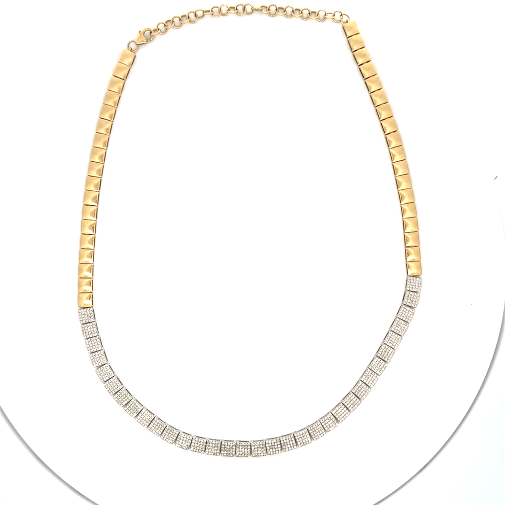LE 204 14K Gold & Diamond Square Link Necklace
