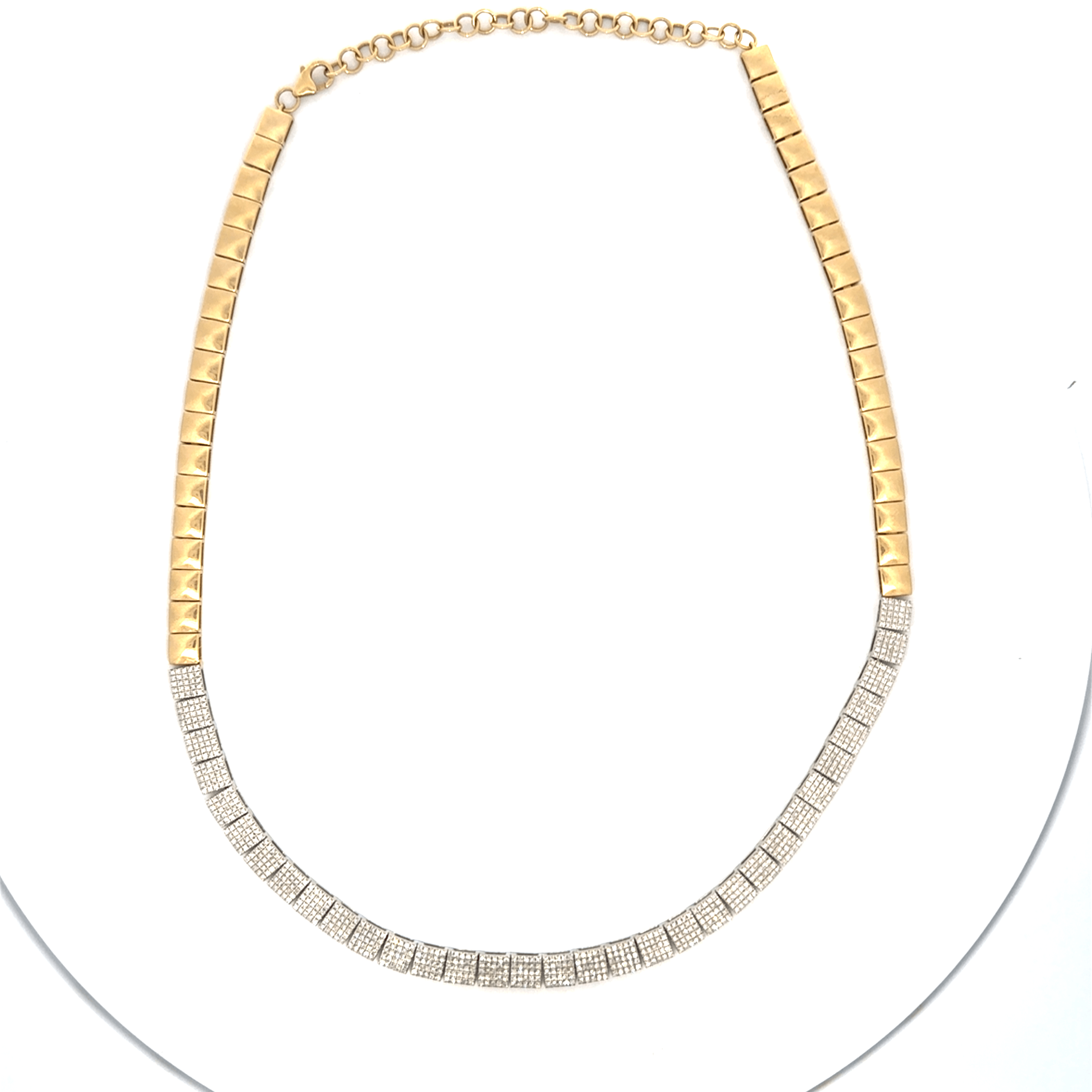 LE 204 14K Gold & Diamond Square Link Necklace