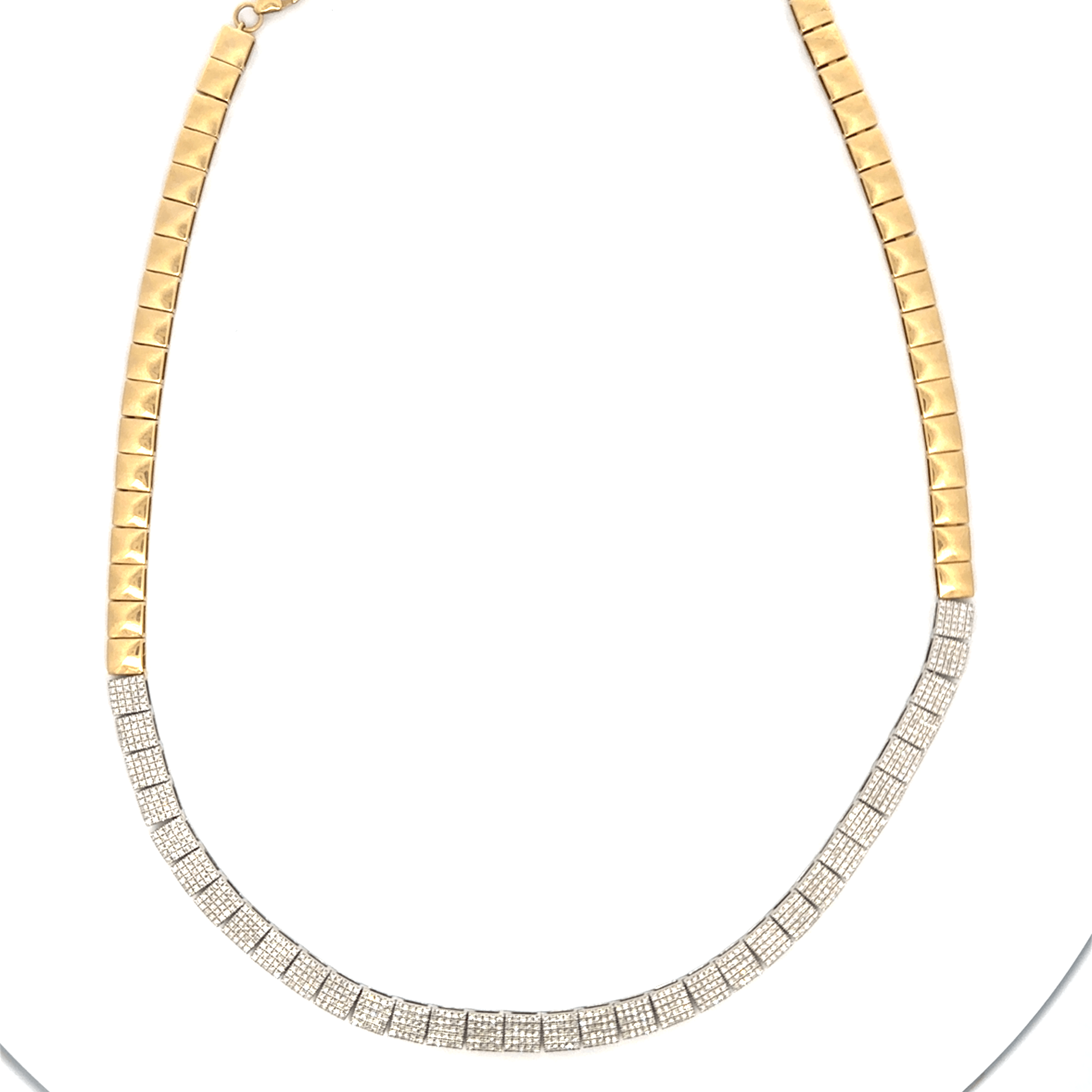 LE 204 14K Gold & Diamond Square Link Necklace