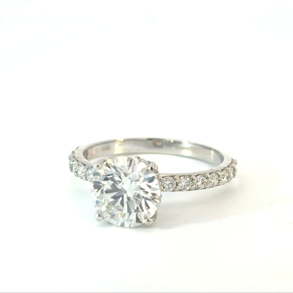 Round Brilliant Cut Diamond Engagement Ring with Hidden Halo