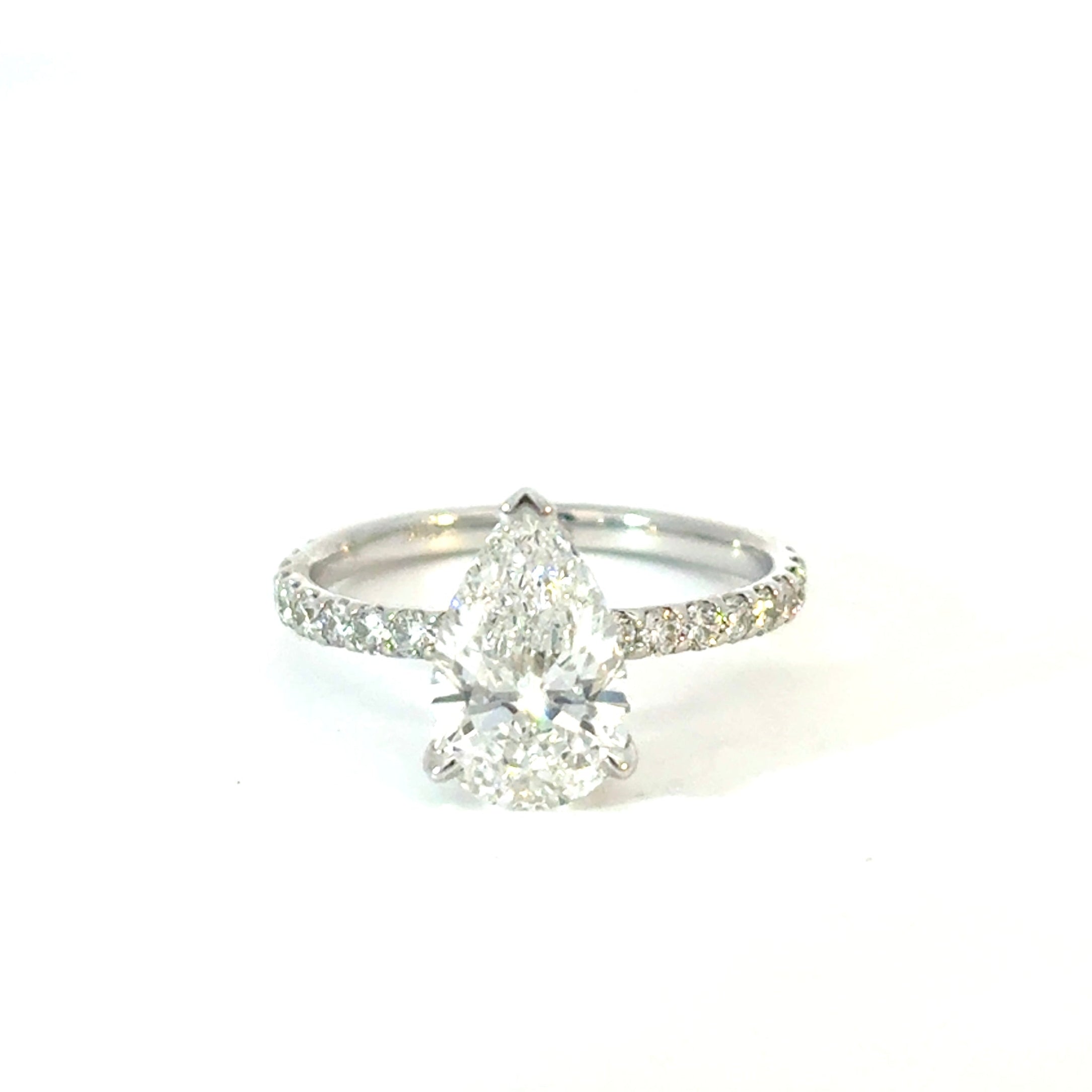 Balanced Pear Cut Diamond Engagement Ring
