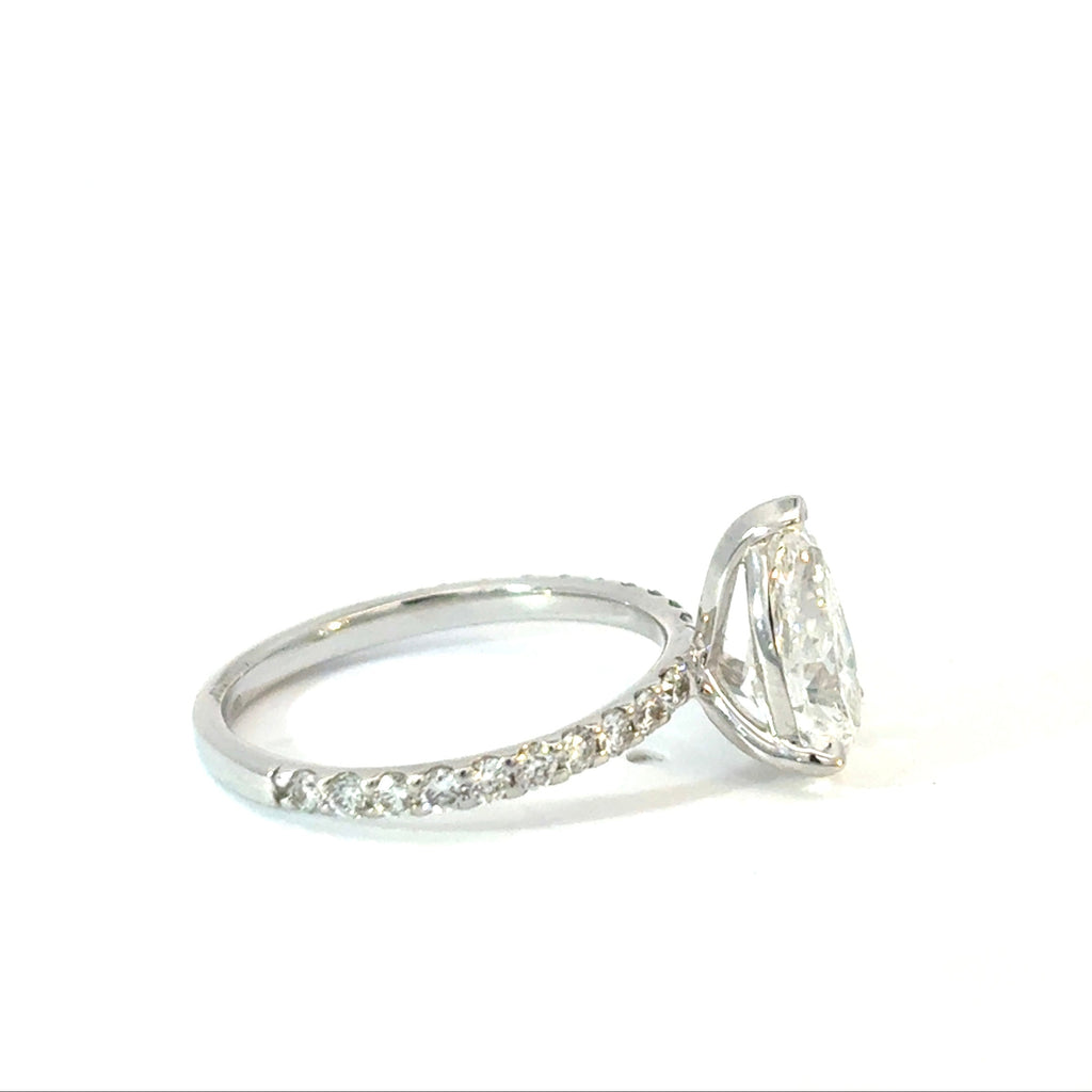 Balanced Pear Cut Diamond Engagement Ring