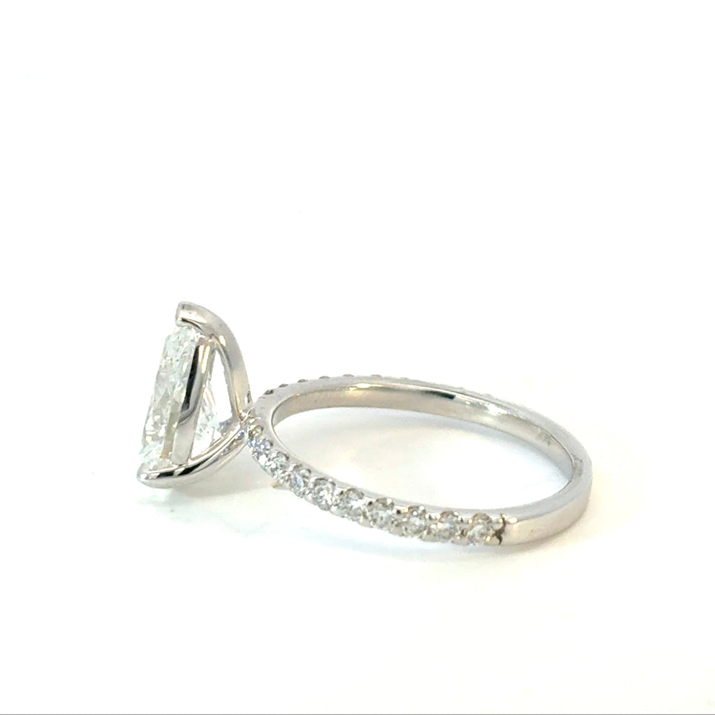Balanced Pear Cut Diamond Engagement Ring