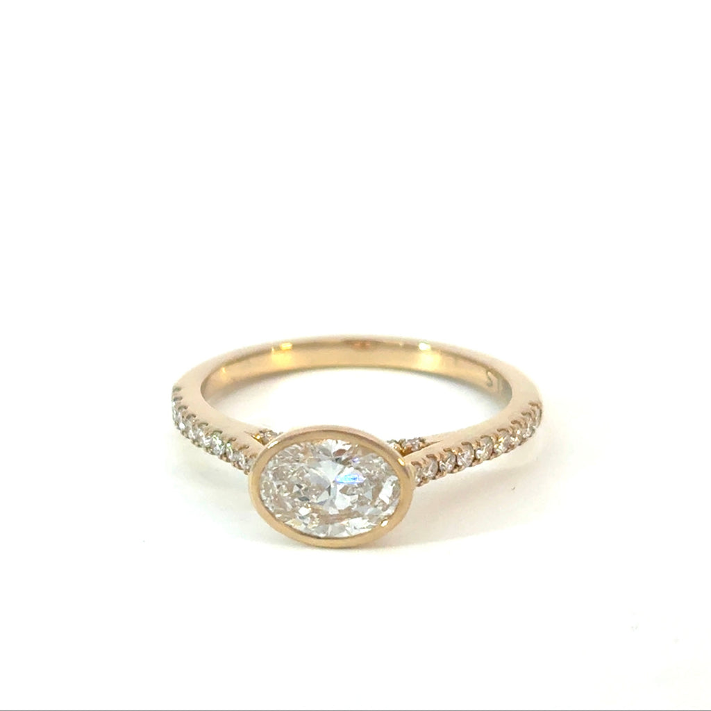 East to West Oval Cut Diamond Engagement Ring