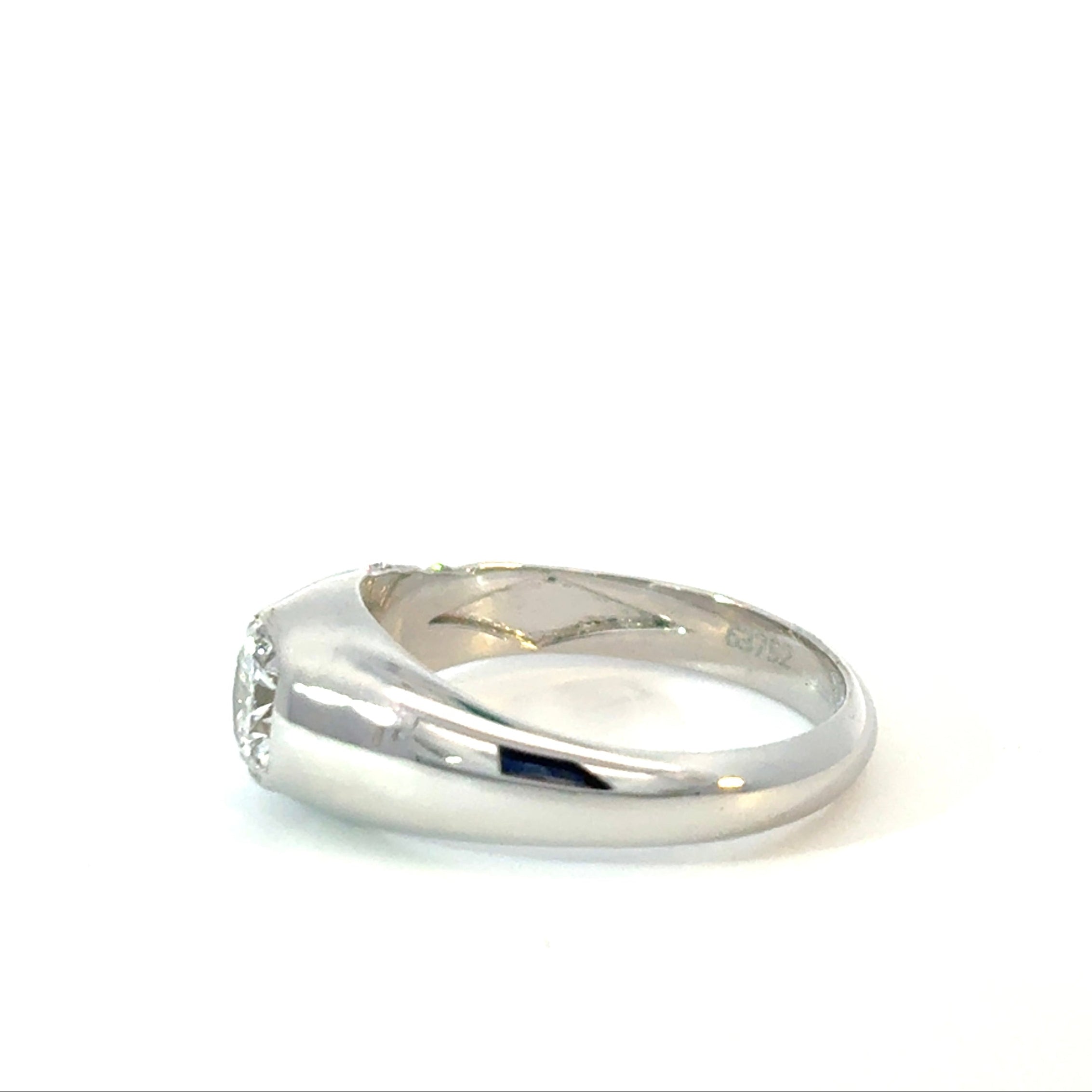 Round Brilliant Cut Diamond Dome Ring with Side Stones