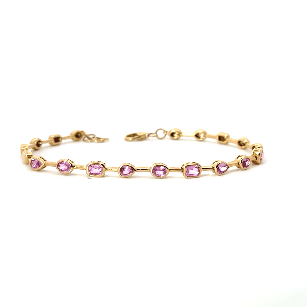Pink Sapphire Multi-Cut Stone Bracelet