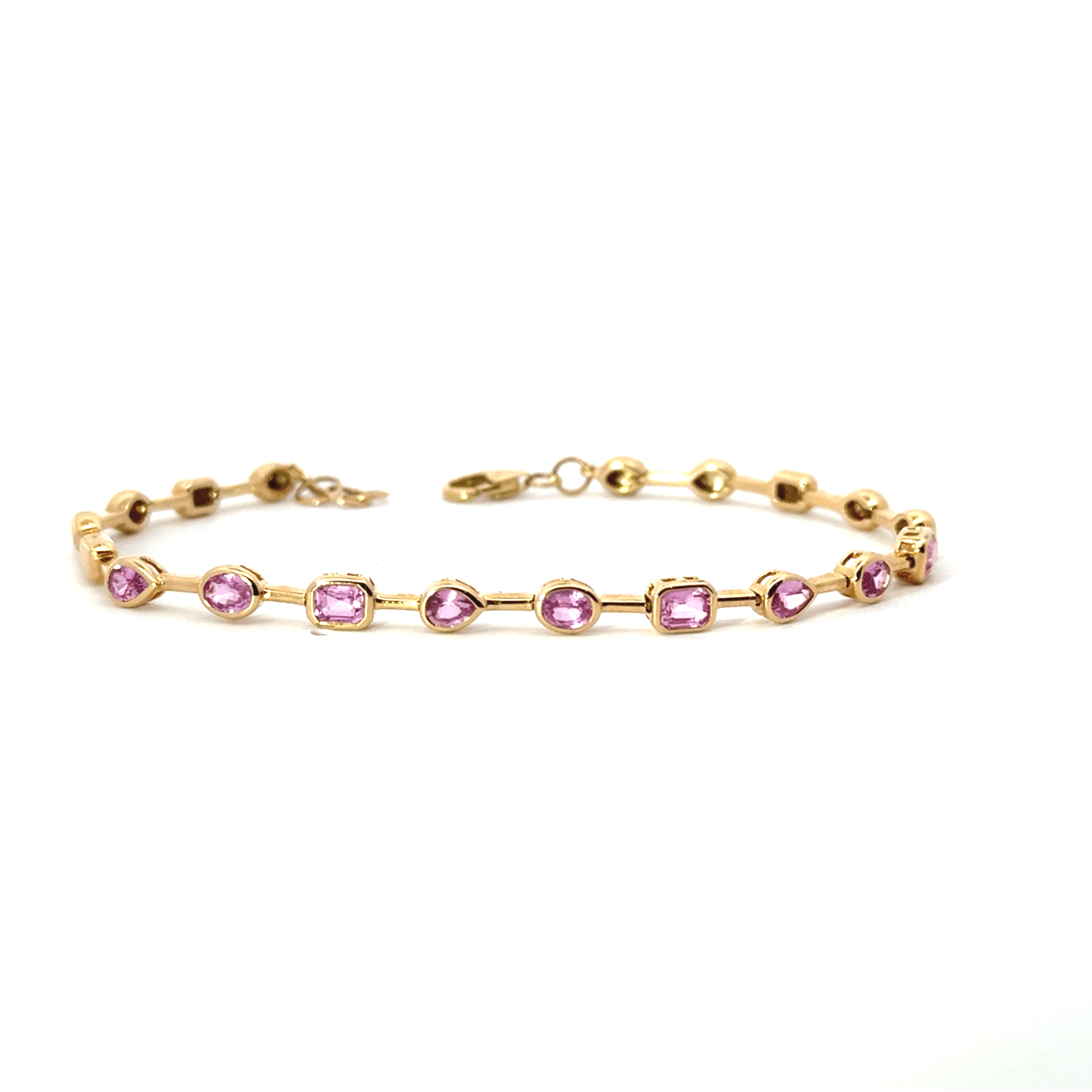 Pink Sapphire Multi-Cut Stone Bracelet