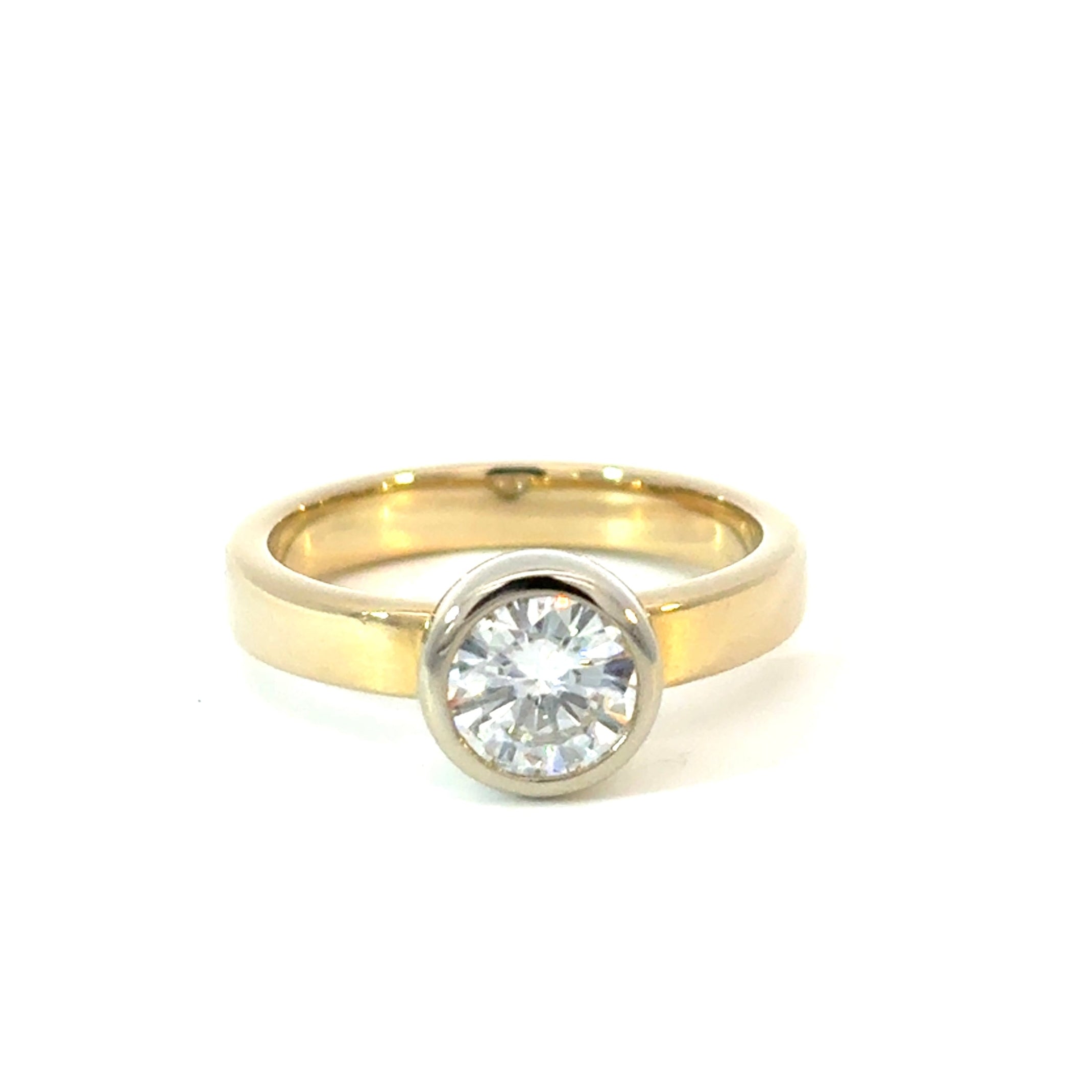 Moissanite Round Bezel Engagement Ring