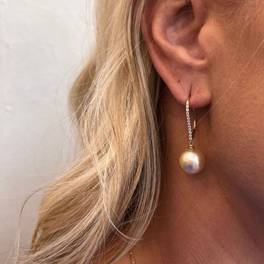 Diamond South Sea Pearl Earrings - Nashelle