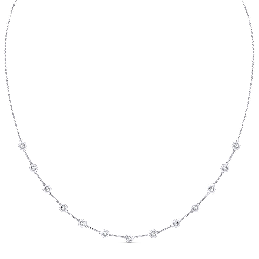 14K Gold Petite Diamond Bezel Station Necklace