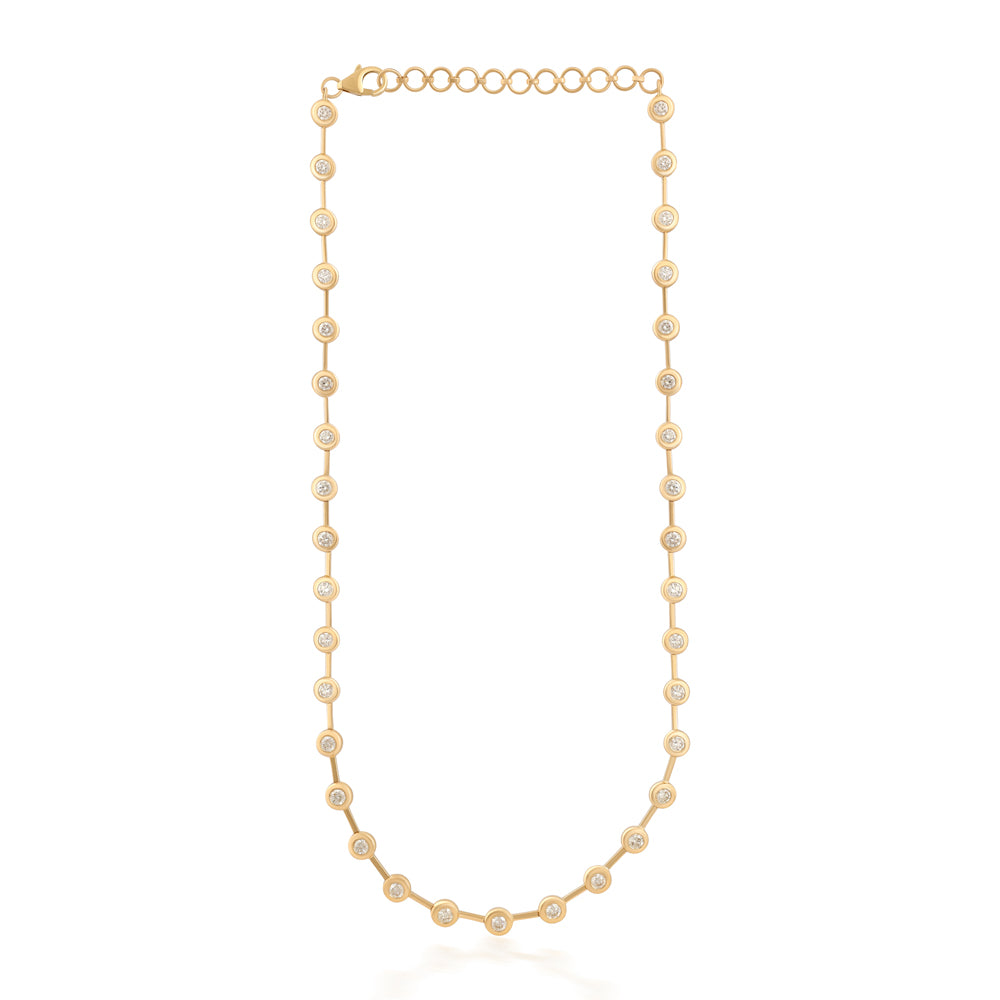 14K Gold Diamond Elongated Paperclip Link Necklace