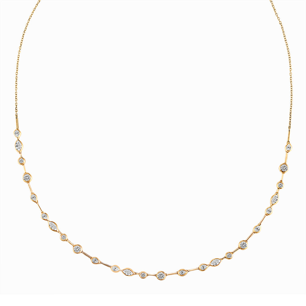 14K Gold Diamond Station Collar Necklace