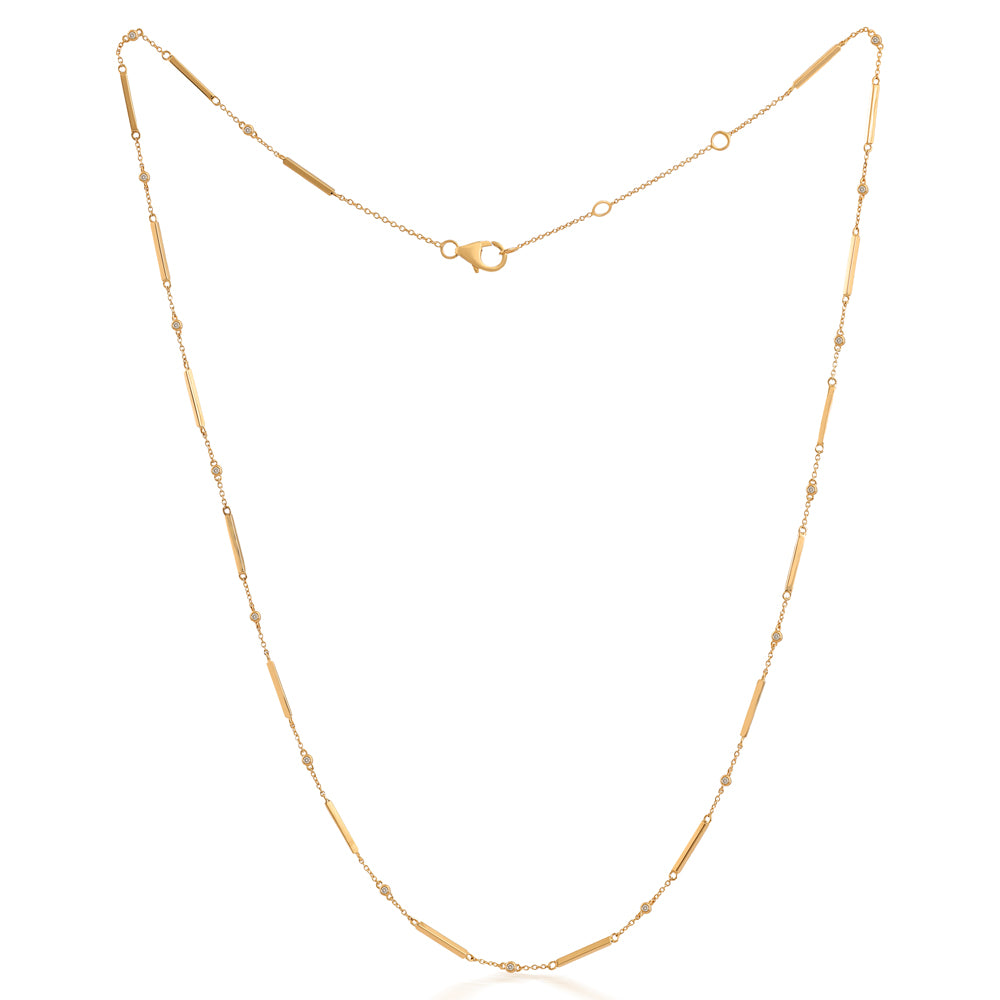 14K Gold Petite Diamond V-Neck Necklace