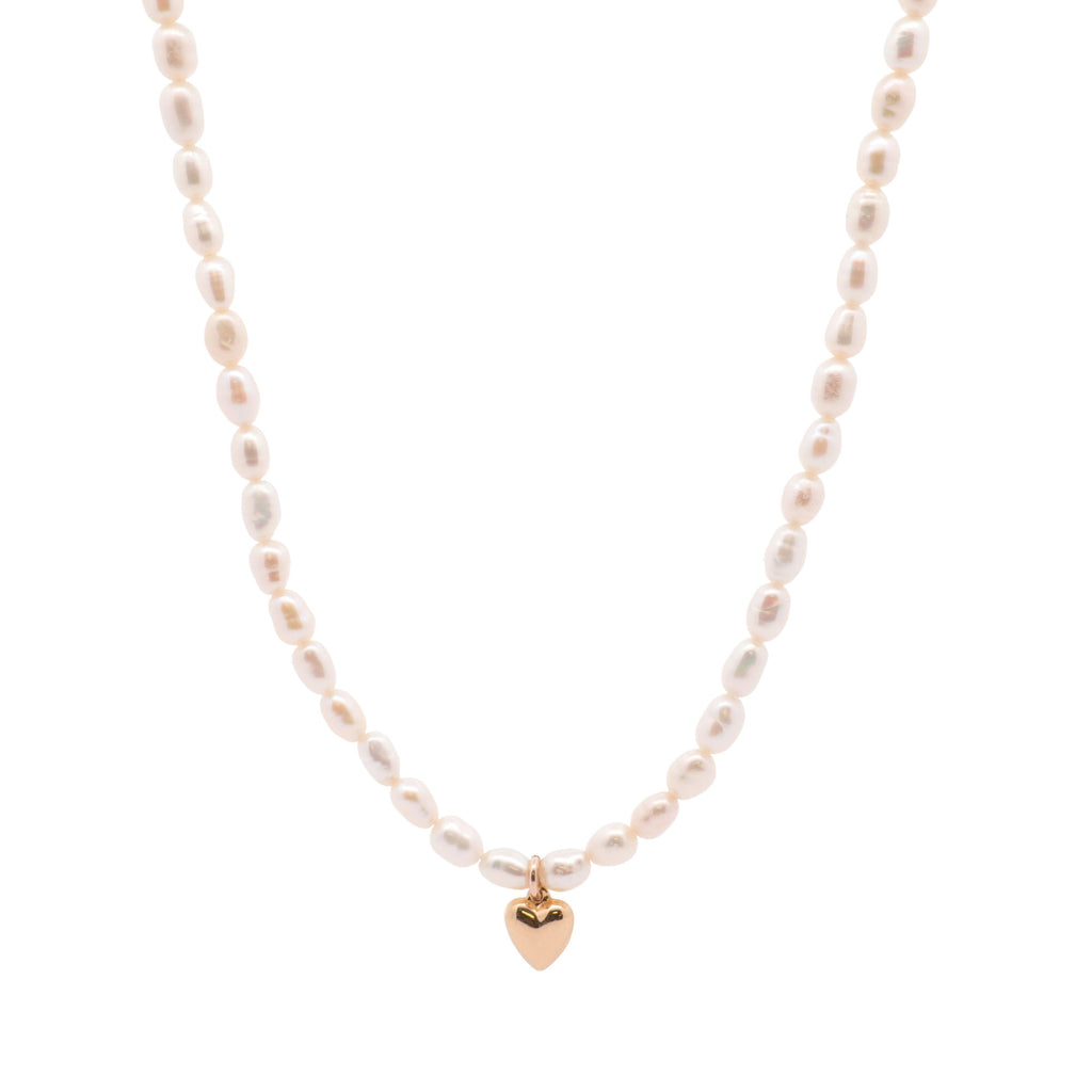 Pearl Necklace With Puffy Heart - Nashelle