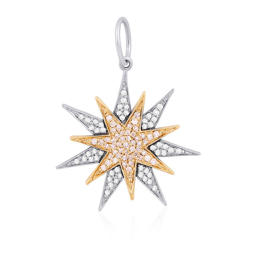 14k Diamond Starburst Pendant