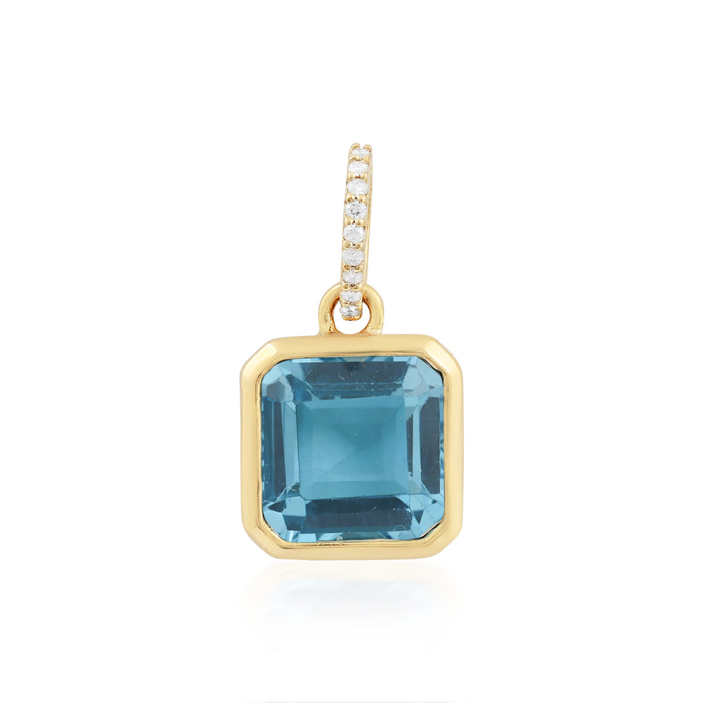 Swiss Blue Topaz & Diamond Pendant
