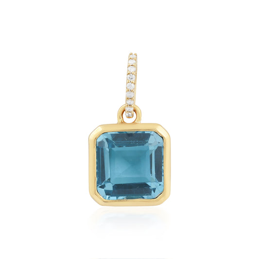 Swiss Blue Topaz & Diamond Pendant