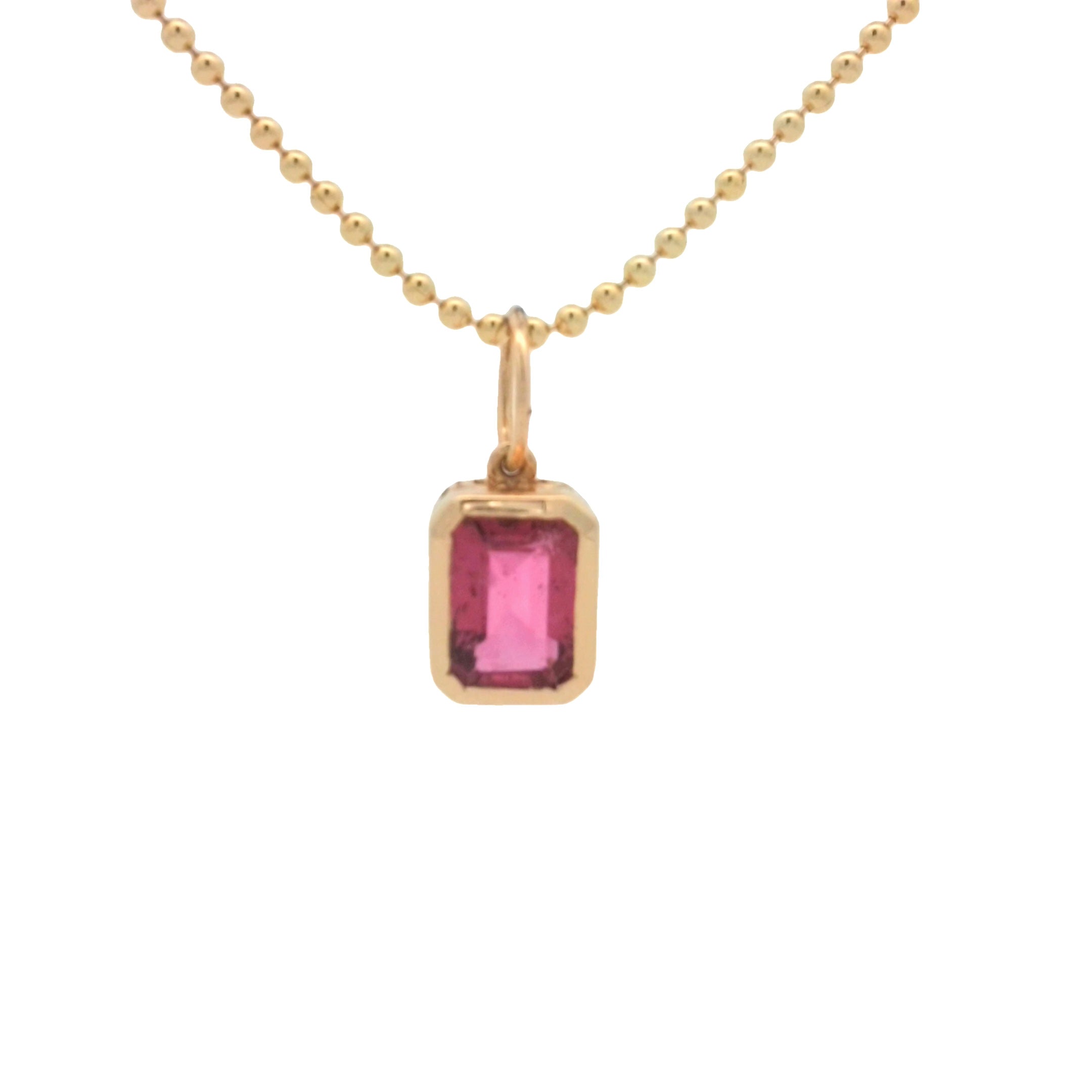Emerald Cut Pink Topaz Pendant