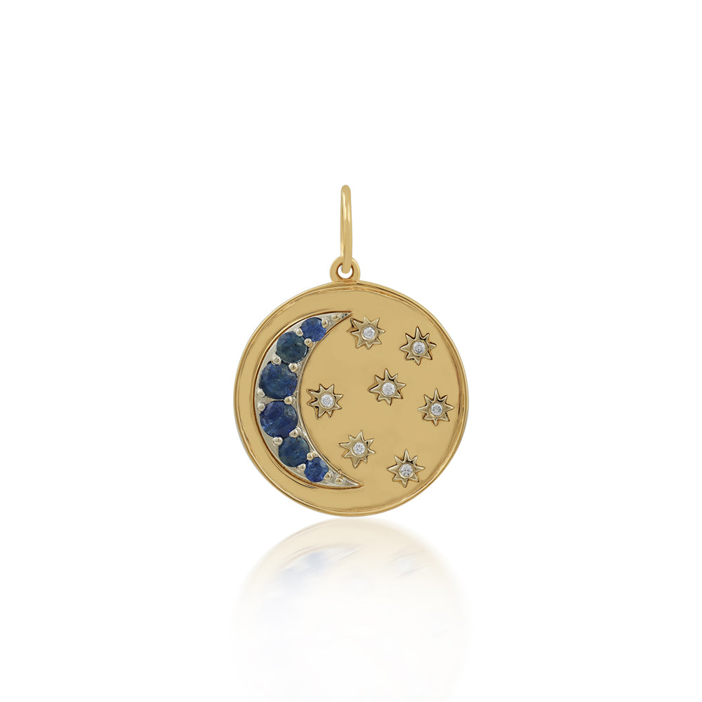 Sapphire Moon and Stars Pendant