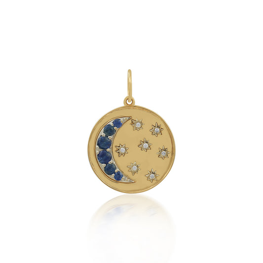 Sapphire Moon and Stars Pendant